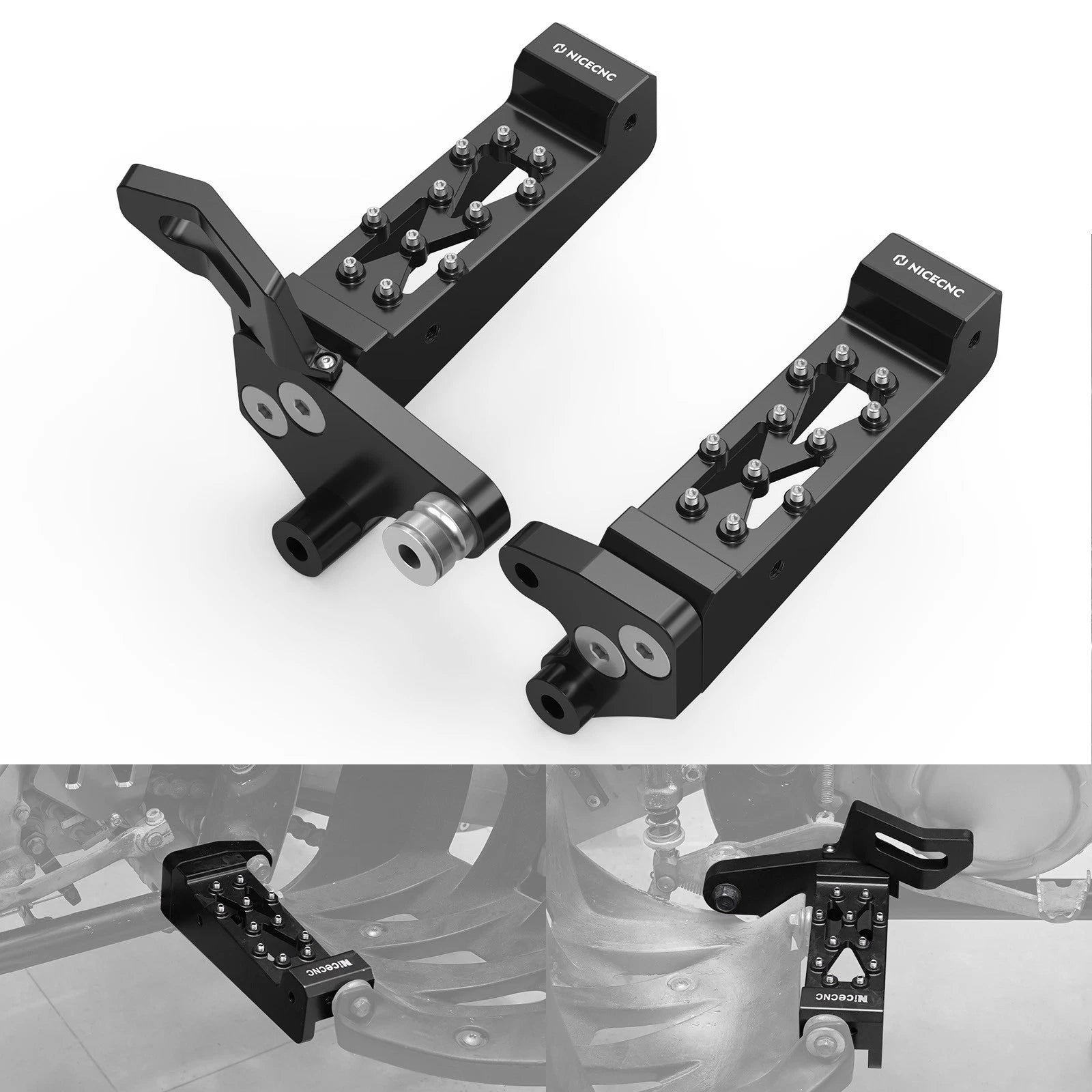 ATV Foot Pegs Footrest Pedals Assembly Kit For Yamaha Raptor 700 700R 2006-2023
