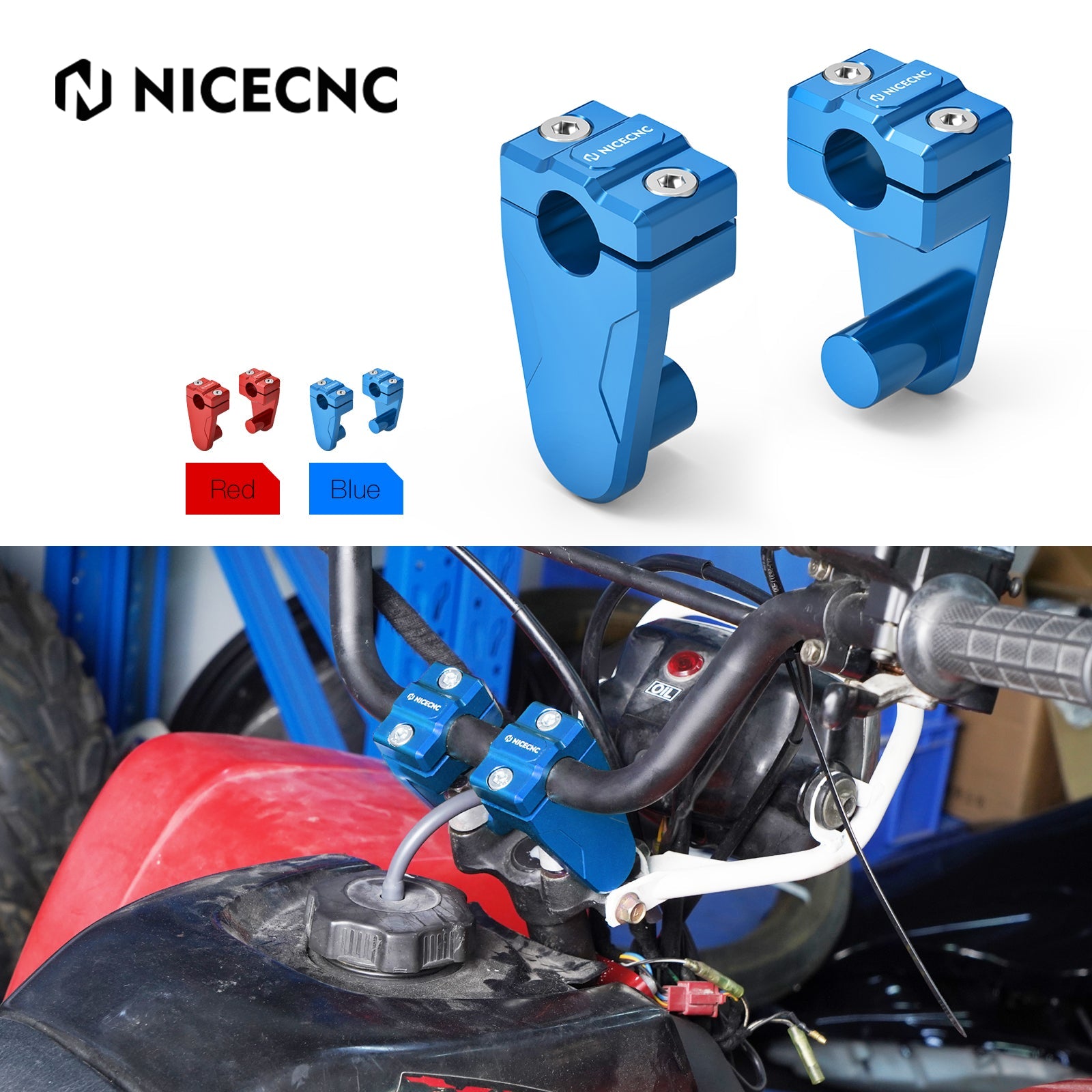 2" Pivoting Handlebar Risers Mount Clamps For Yamaha Raptor 700 R 13-26
