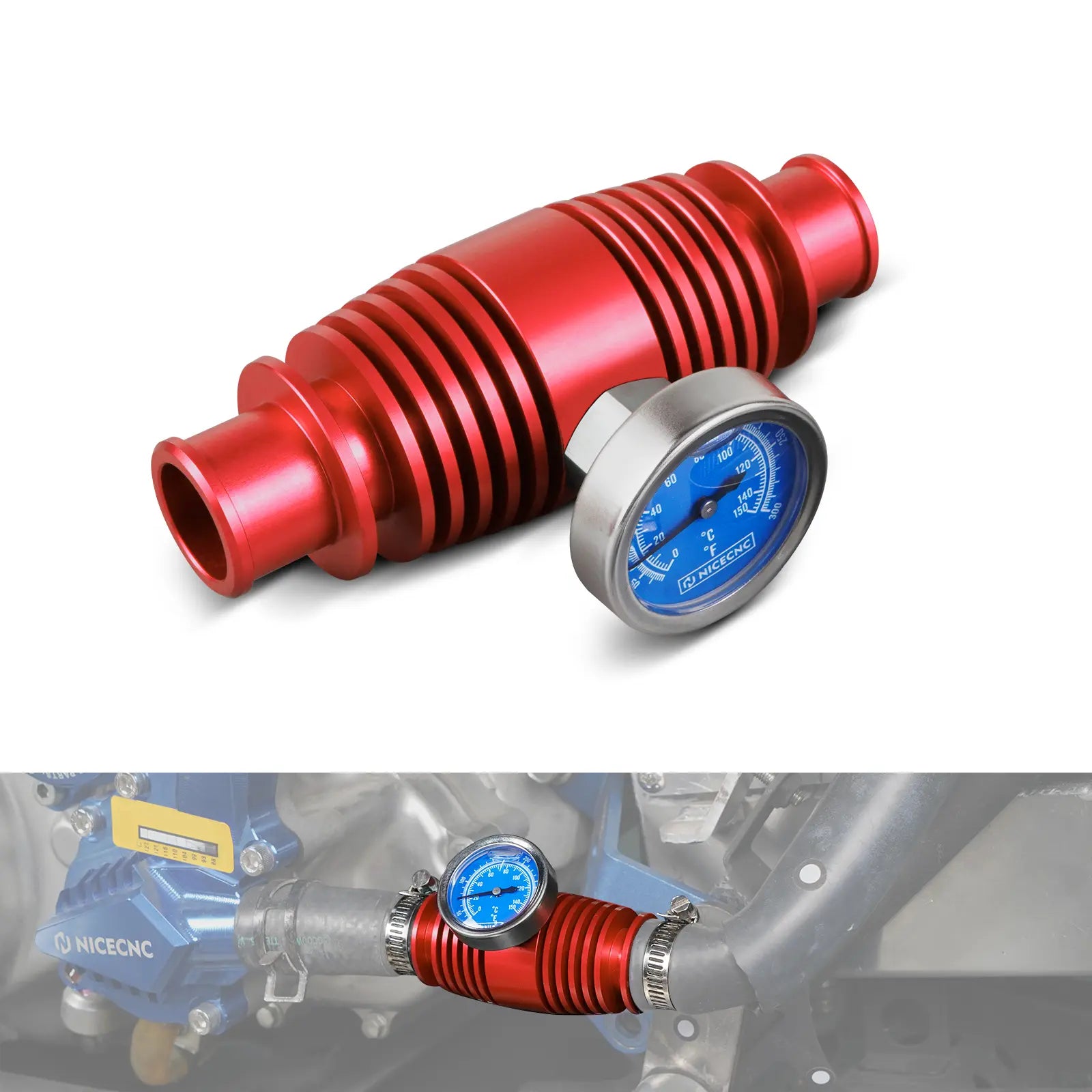 Radiator Inline Cooler w/Temperature Gauge For Yamaha Banshee Blaster