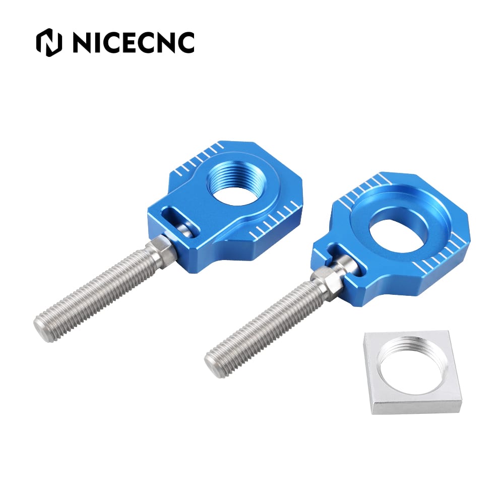 NICECNC Ajustador de corrente de blocos de eixo traseiro compatível com KTM 125-530 SX/SX-F/XC/XC-F 2000-2012 125-530 EXC/EXC-F/XC-W/XCF-W 2000-2020 85 SX 2003-2014 ,Ver Montagem