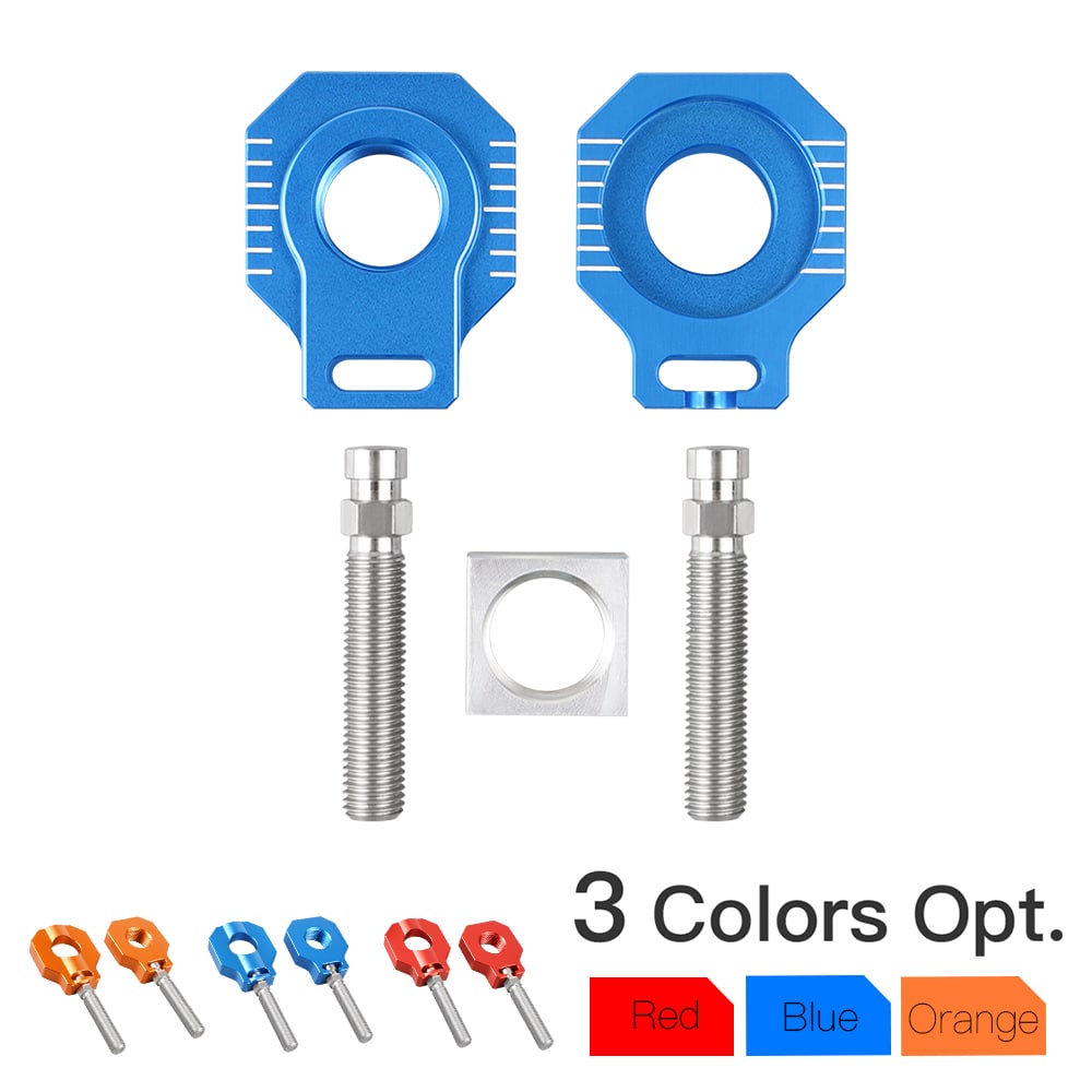 NICECNC Ajustador de corrente de blocos de eixo traseiro compatível com KTM 125-530 SX/SX-F/XC/XC-F 2000-2012 125-530 EXC/EXC-F/XC-W/XCF-W 2000-2020 85 SX 2003-2014 ,Ver Montagem