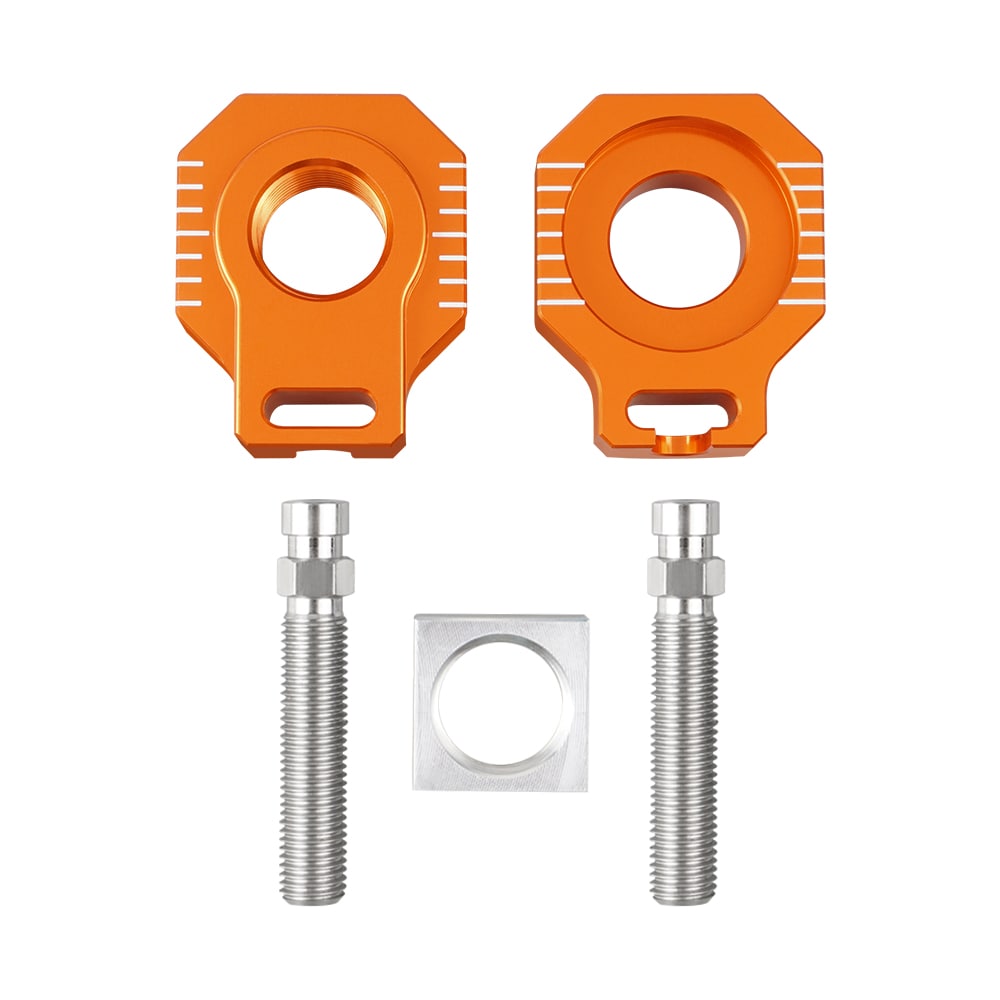 NICECNC Ajustador de corrente de blocos de eixo traseiro compatível com KTM 125-530 SX/SX-F/XC/XC-F 2000-2012 125-530 EXC/EXC-F/XC-W/XCF-W 2000-2020 85 SX 2003-2014 ,Ver Montagem