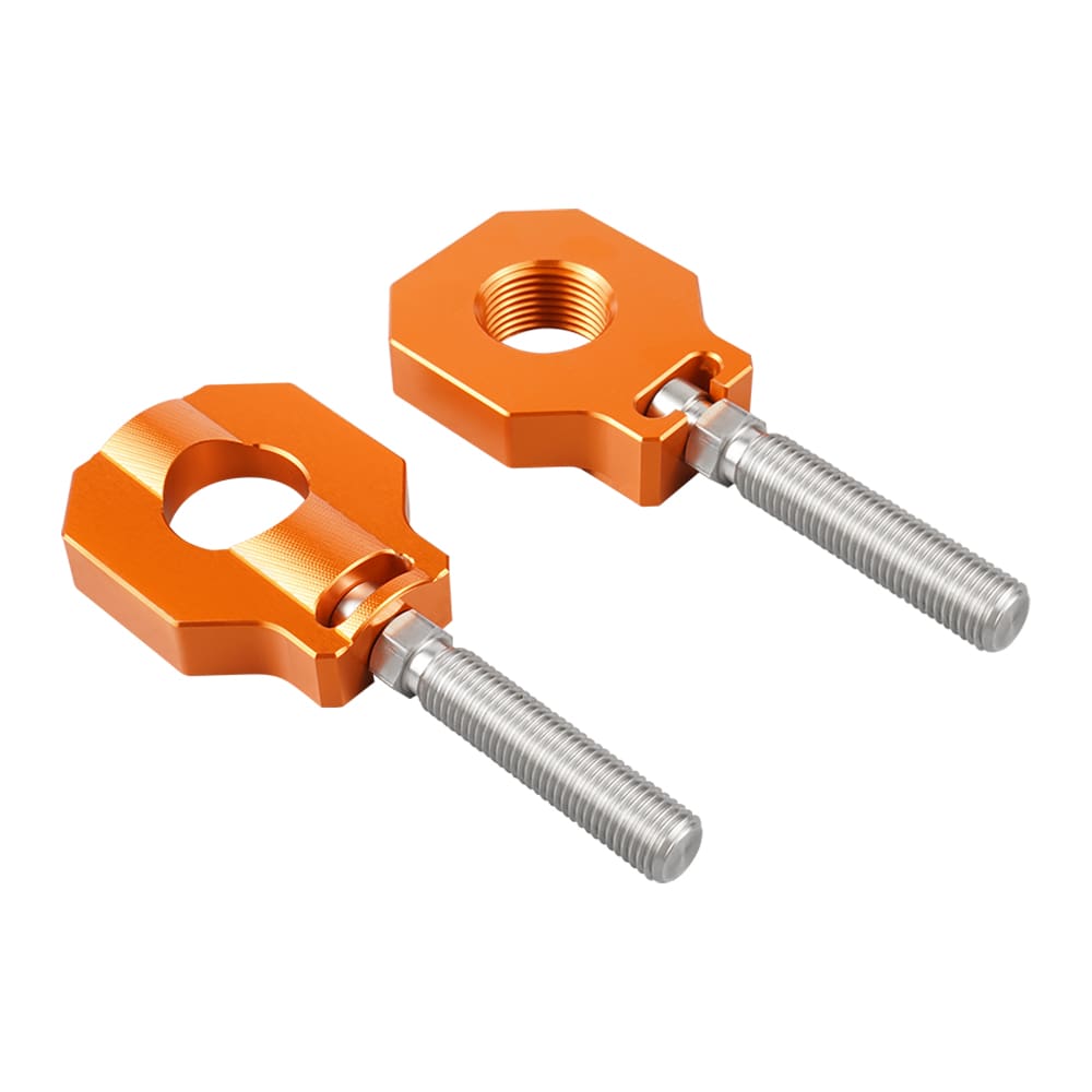 NICECNC Ajustador de corrente de blocos de eixo traseiro compatível com KTM 125-530 SX/SX-F/XC/XC-F 2000-2012 125-530 EXC/EXC-F/XC-W/XCF-W 2000-2020 85 SX 2003-2014 ,Ver Montagem