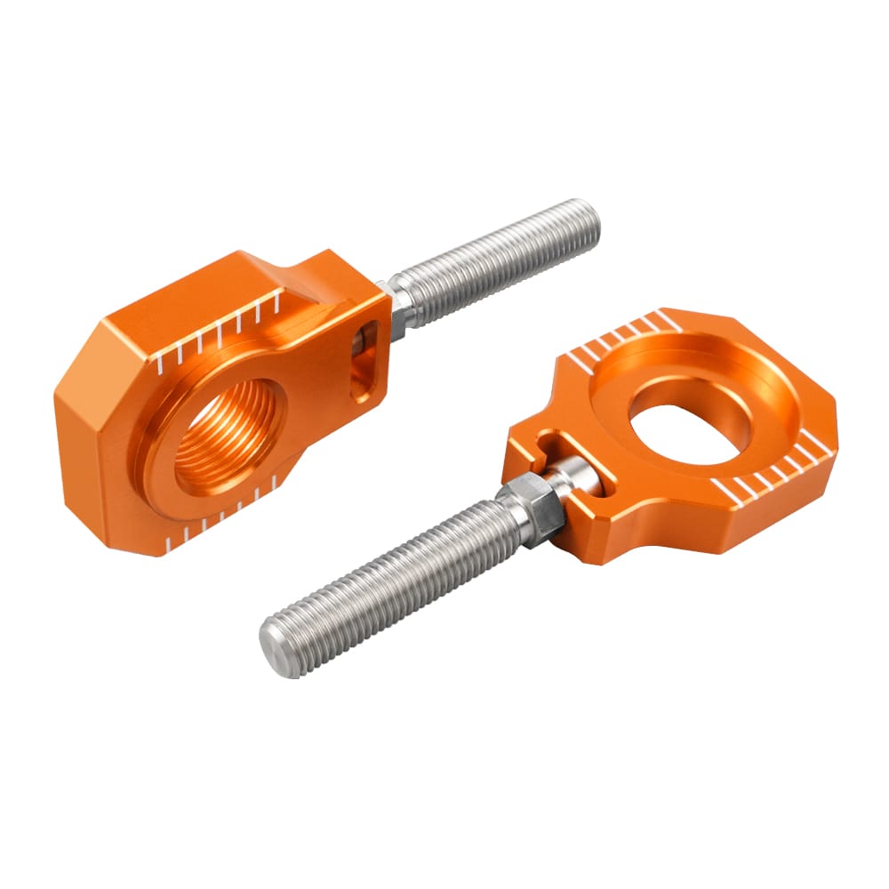 NICECNC Ajustador de corrente de blocos de eixo traseiro compatível com KTM 125-530 SX/SX-F/XC/XC-F 2000-2012 125-530 EXC/EXC-F/XC-W/XCF-W 2000-2020 85 SX 2003-2014 ,Ver Montagem