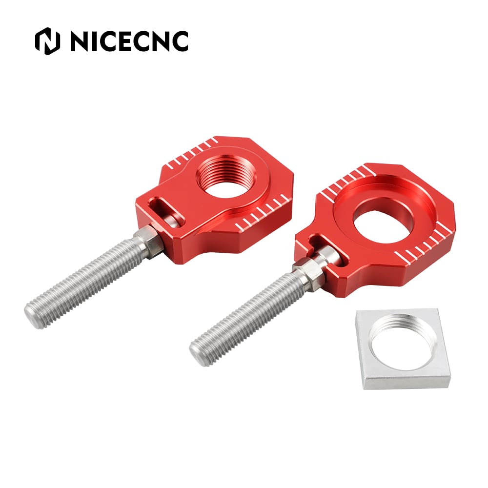 NICECNC Ajustador de corrente de blocos de eixo traseiro compatível com KTM 125-530 SX/SX-F/XC/XC-F 2000-2012 125-530 EXC/EXC-F/XC-W/XCF-W 2000-2020 85 SX 2003-2014 ,Ver Montagem