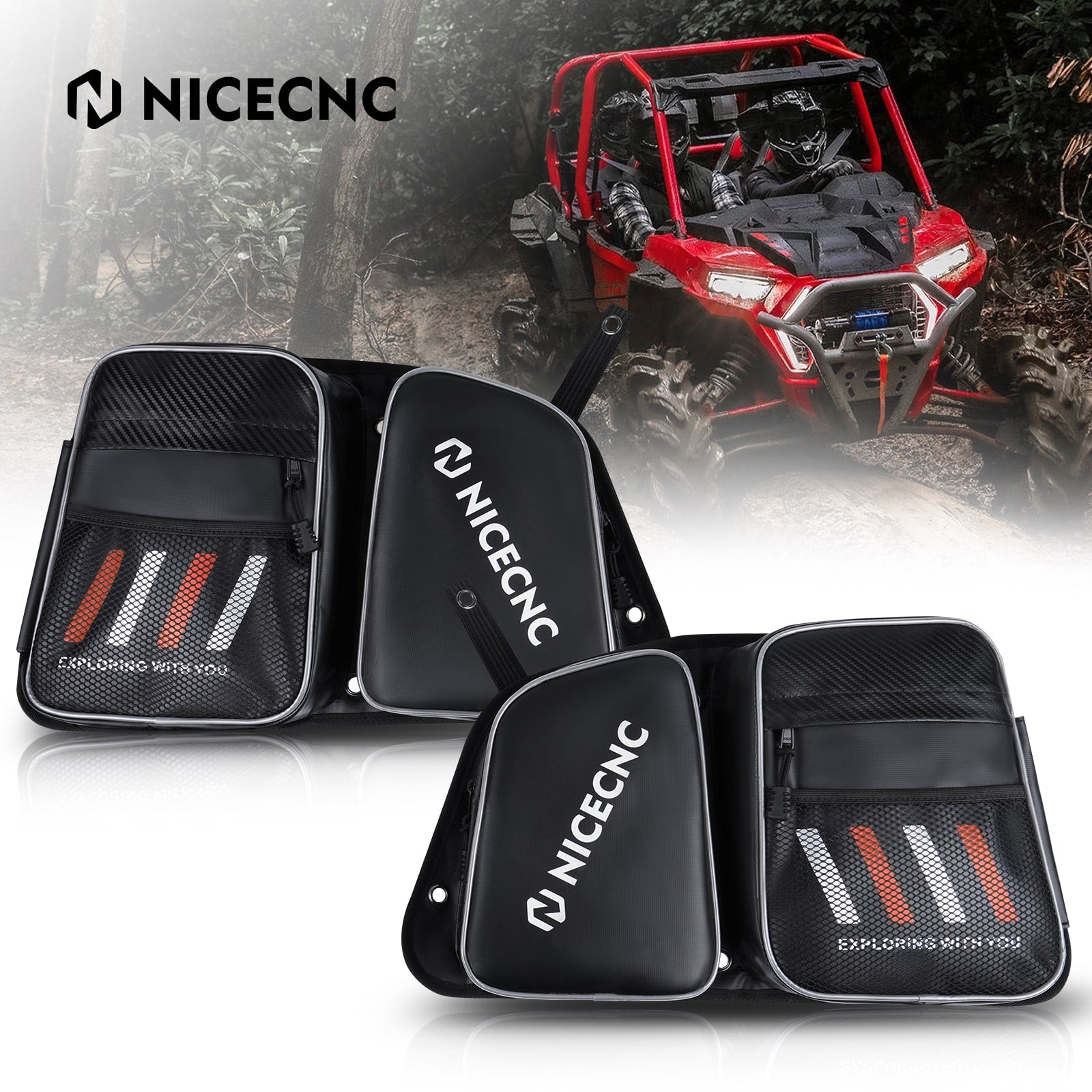 Upgraded UTV Rear Door Storage Bags For Polaris RZR XP 4 1000 900