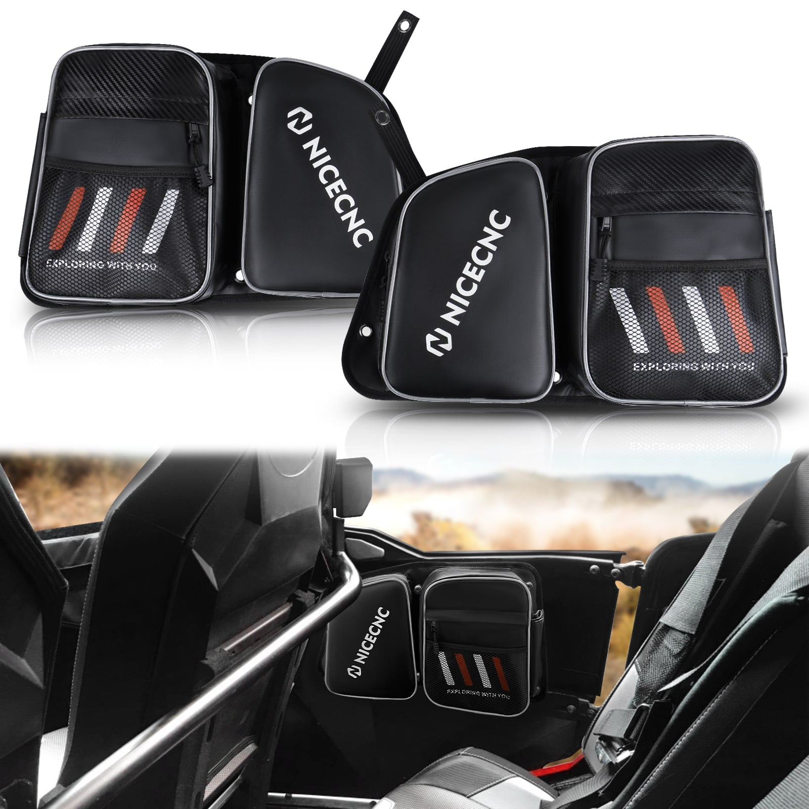 Upgraded UTV Rear Door Storage Bags For Polaris RZR XP 4 1000 900