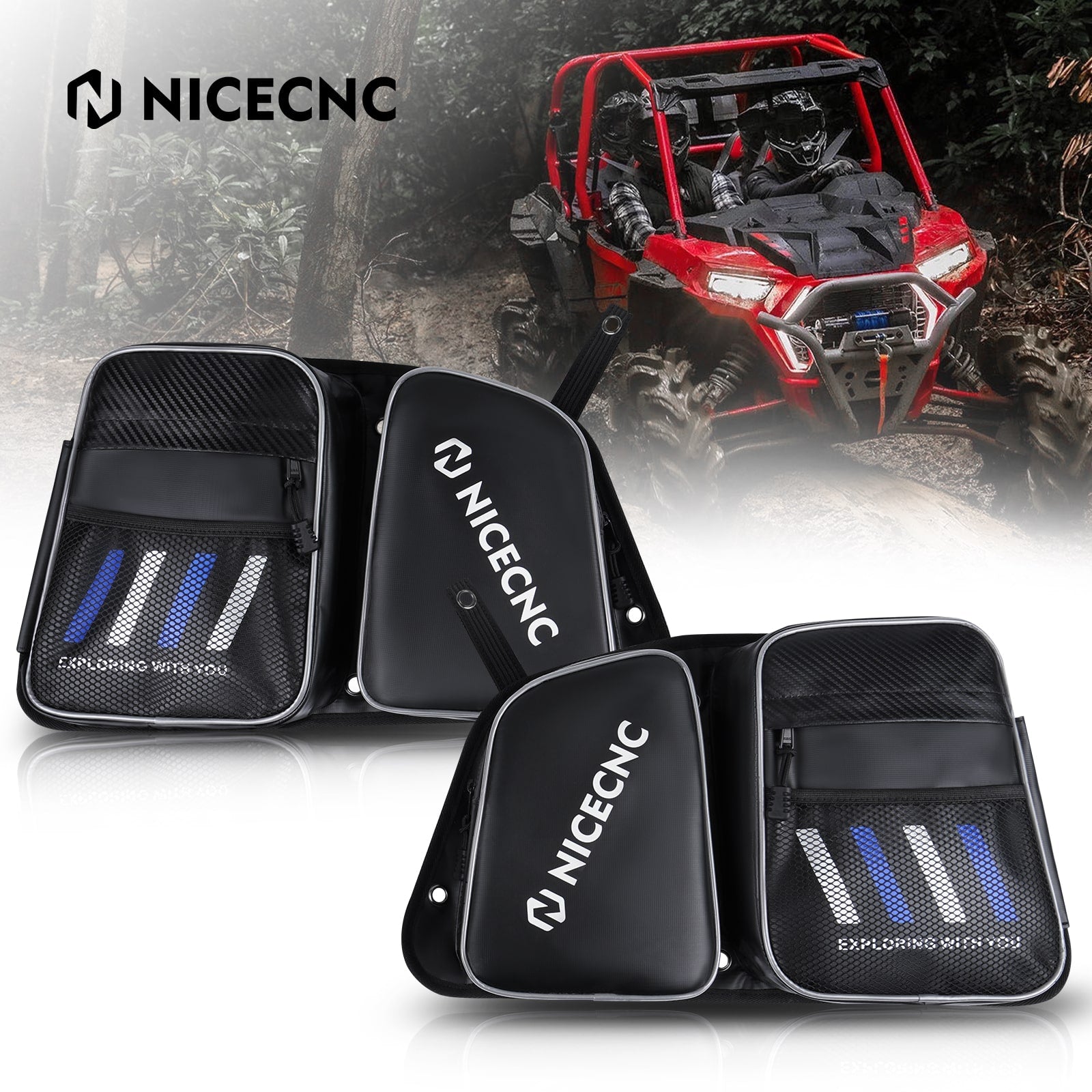 Upgraded UTV Rear Door Storage Bags For Polaris RZR XP 4 1000 900