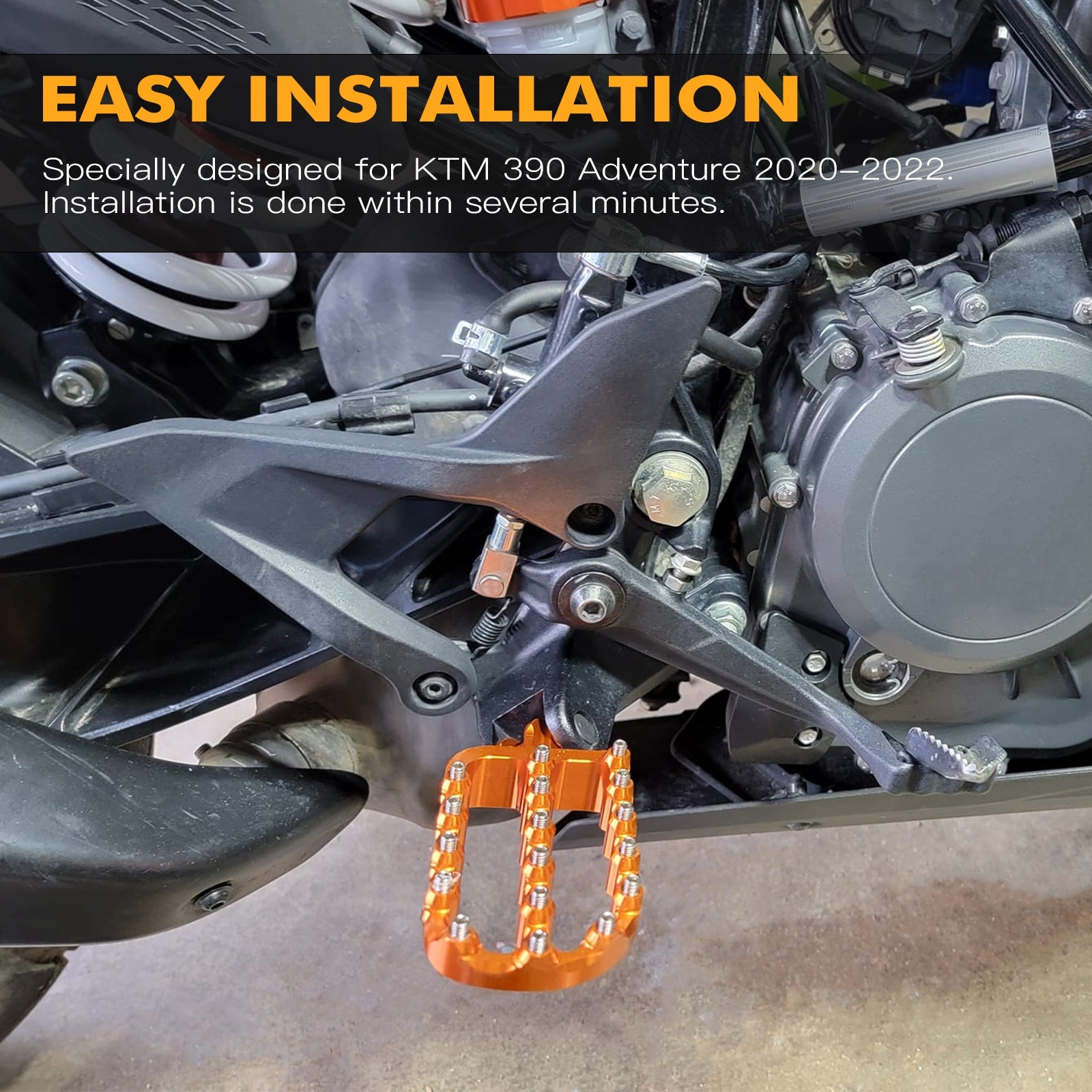 Forged 0° Flat Wide Enlarged Foot Pegs Pedals For KTM 390 Adventure 2020-2024