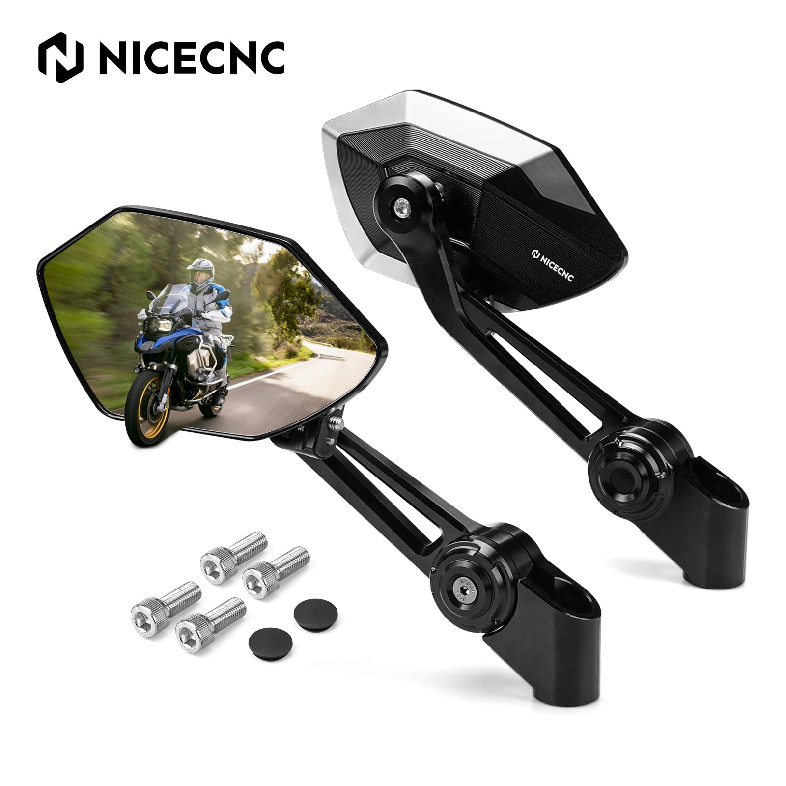 Foldable Rotatable Convex Rearview Mirrors For BMW R 1200 1250 1300 GS ADV