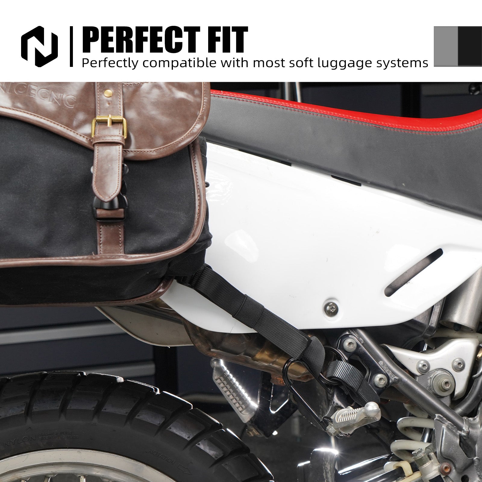 Motorcycle Universal Off-Road Soft Bag Tie Down Straps Retention Rings