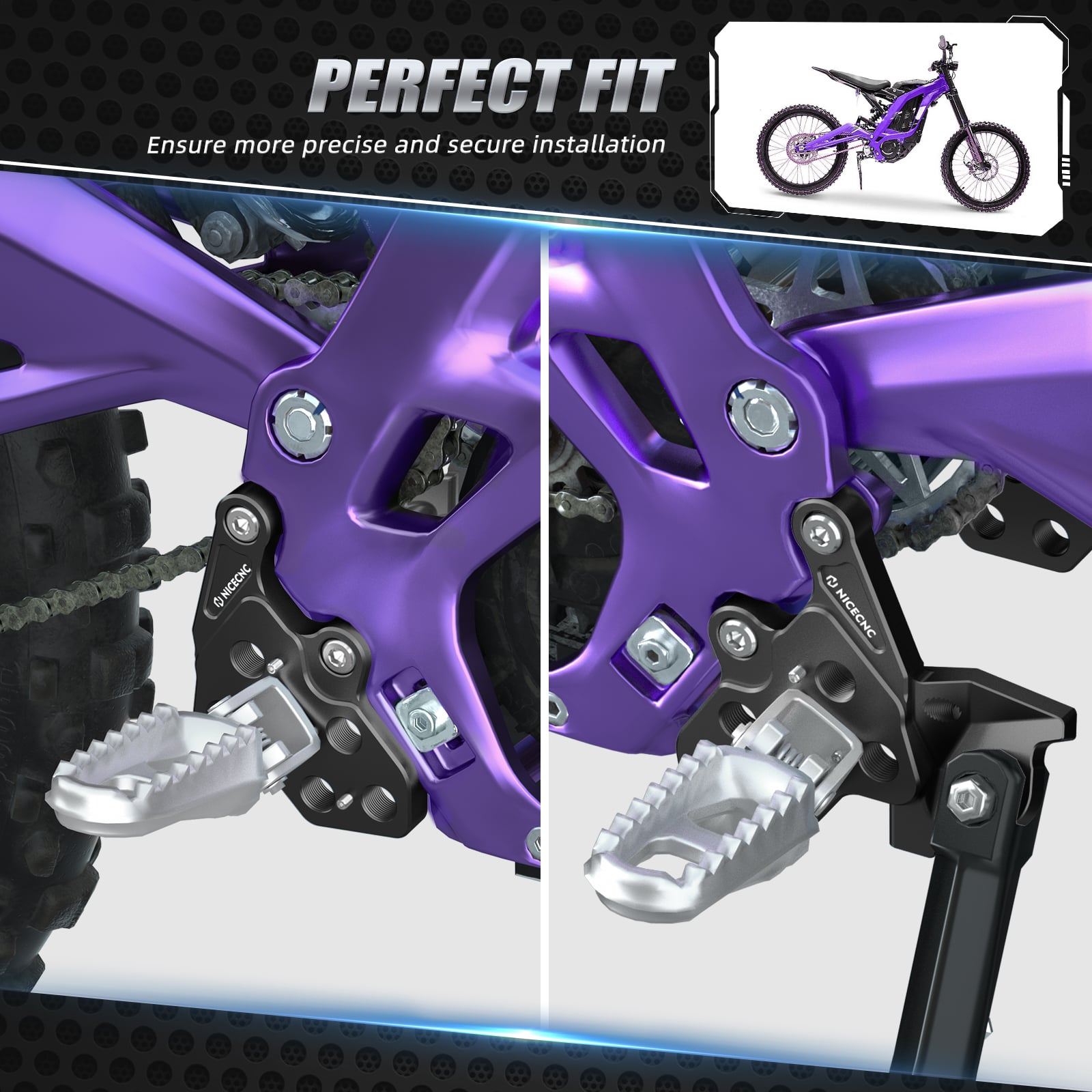 Extender Foot Pegs & Bracket Package For Surron Light Bee X / S Segway X160 X260 2017-2024