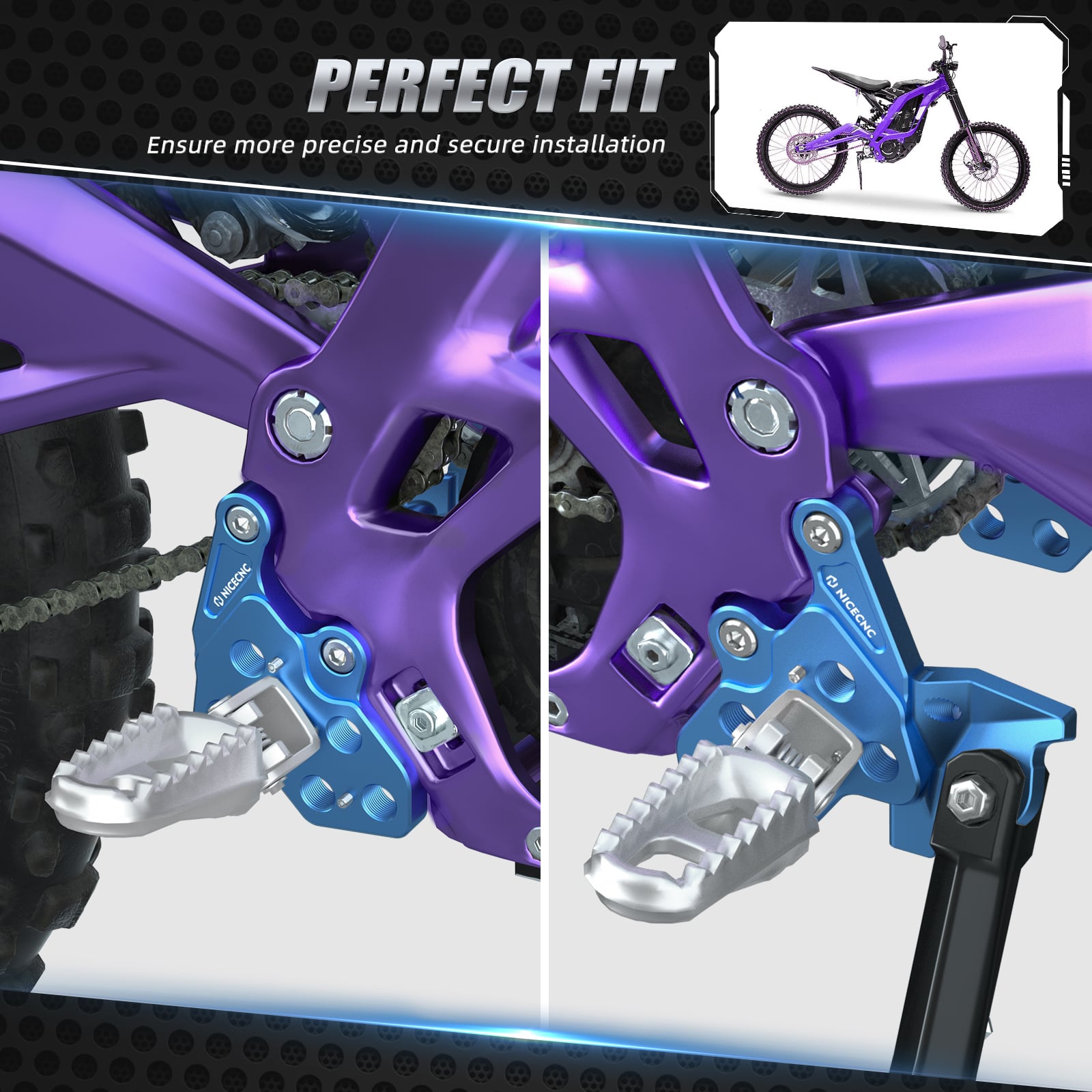 Extender Foot Pegs & Bracket Package For Surron Light Bee X / S Segway X160 X260 2017-2024