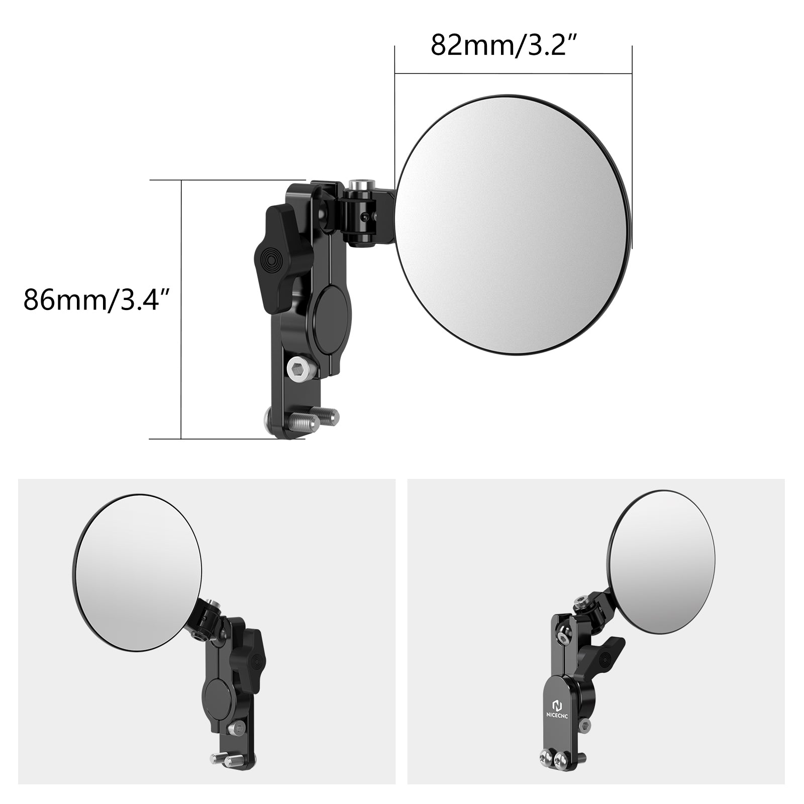 Universal Motorcycle Round Quick Flip Mirrors Kits Convex Glass