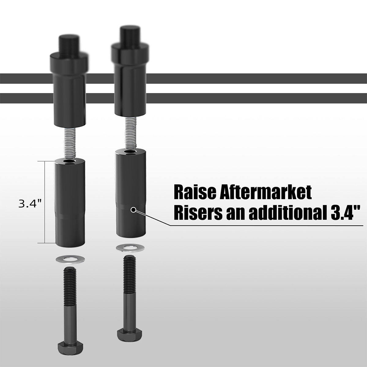 Modular Kickback Isolated Handlebar Riser 8"/ 7"/6"/5" Backward 1.5" for Harley Davidson