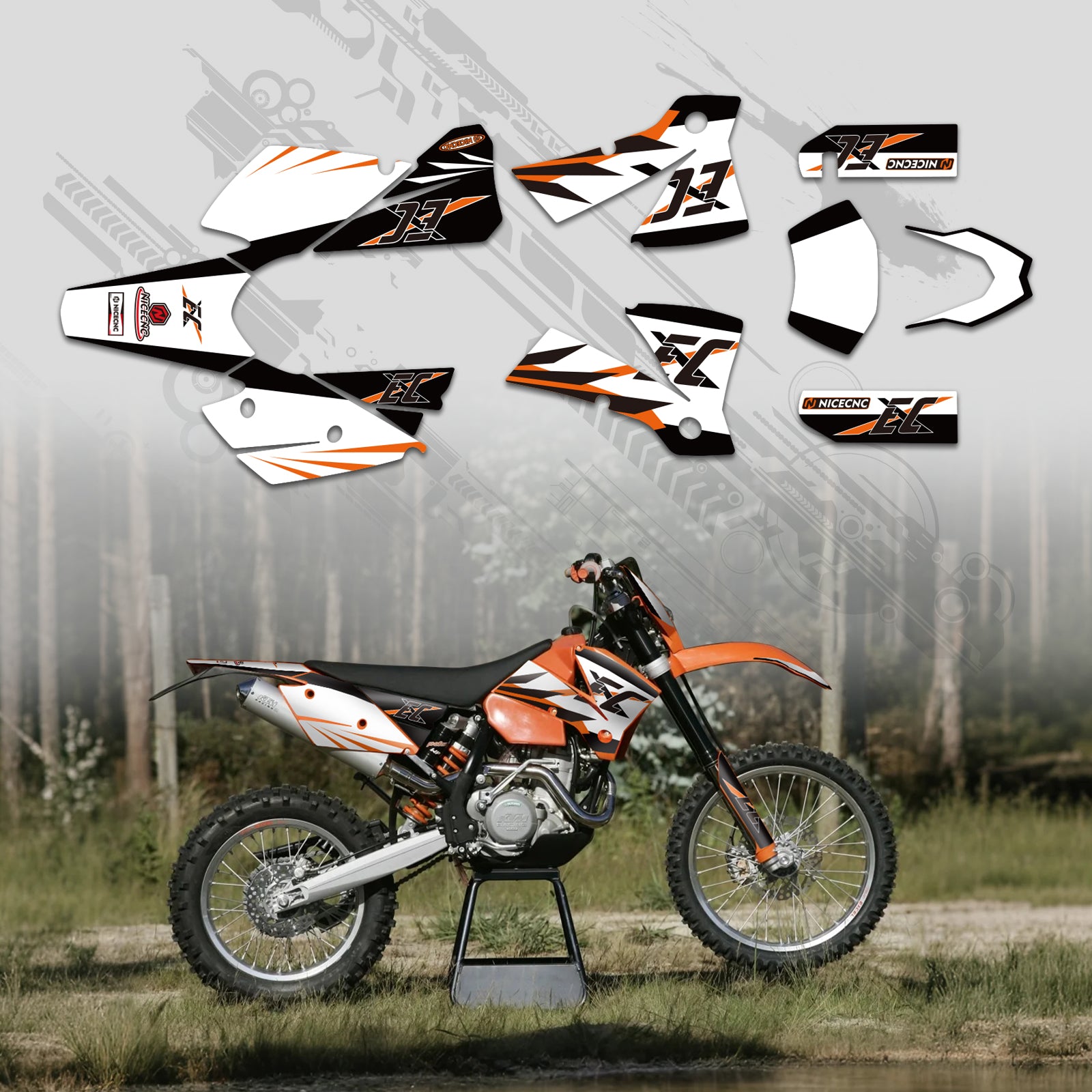 Motorcycle Full Graphics Decals Stickers Kit For KTM EXC 2001-2002