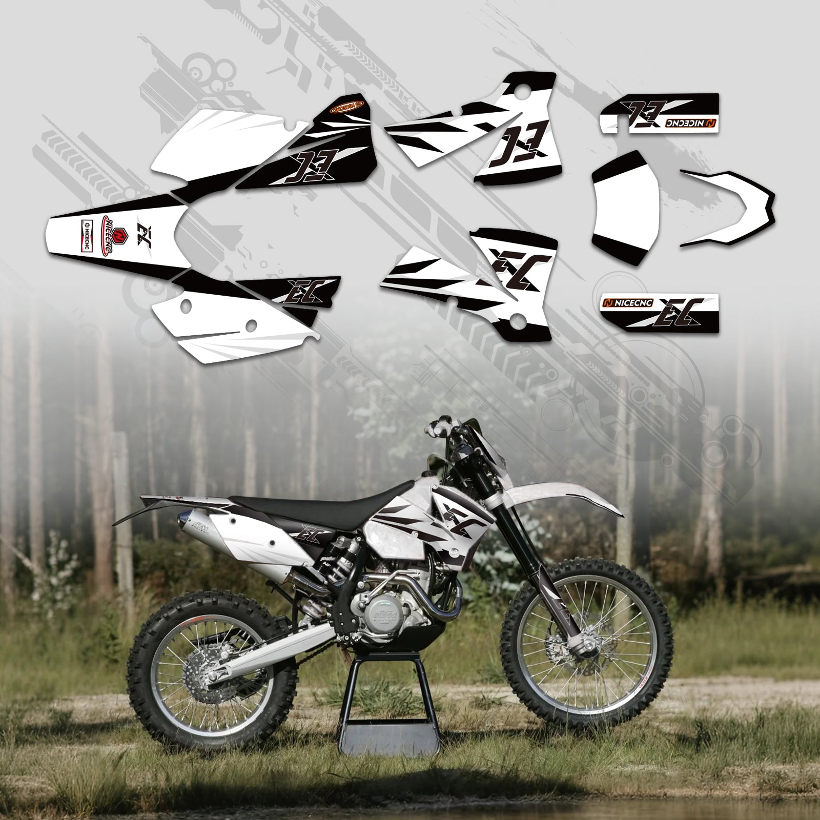 Off-Road Bike Full Graphics Decals Stickers Kit For KTM EXC 2001-2002