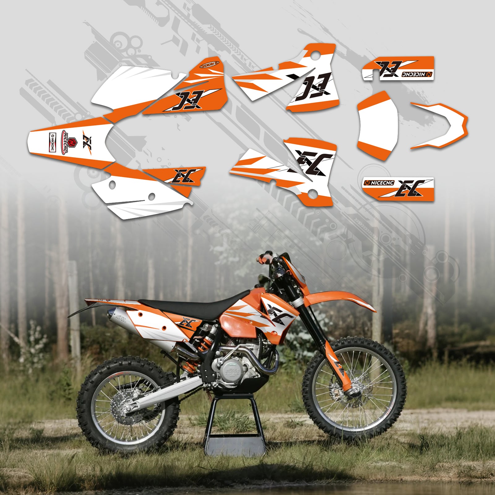 Off-Road Bike Full Graphics Decals Stickers Kit For KTM EXC 2001-2002