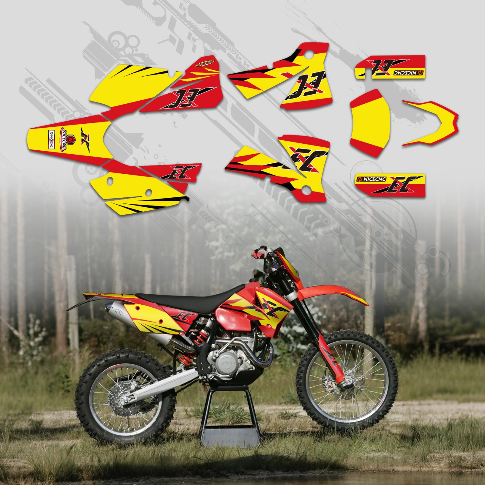 Off-Road Bike Full Graphics Decals Stickers Kit For KTM EXC 2001-2002