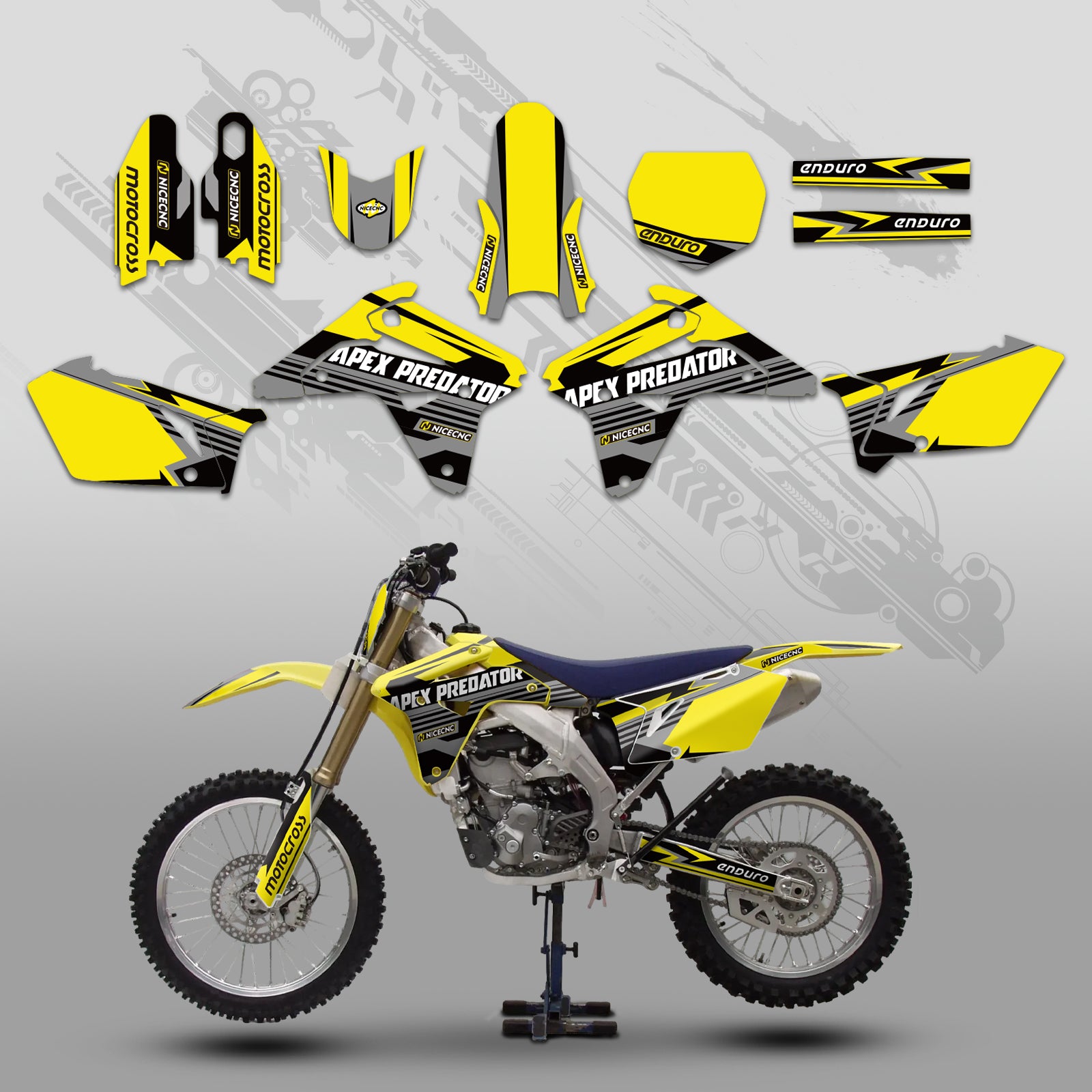 Motorcycle Full Graphics Decals Stickers Set For SUZUKI RMZ450 2007