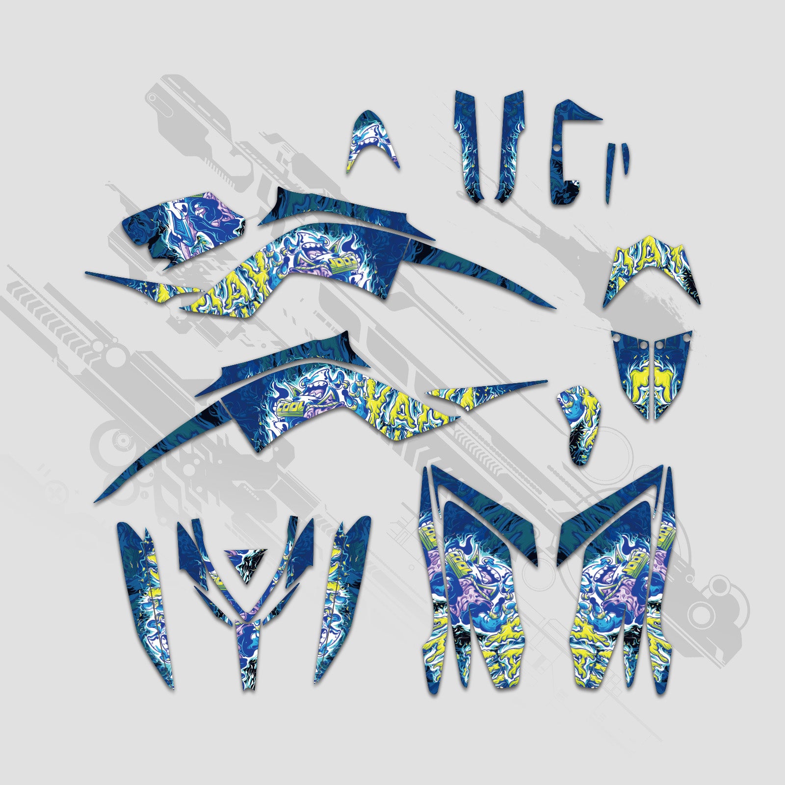 ATV Full Graphics Decals Stickers Set For Yamaha RAPTOR 700 2013-2023