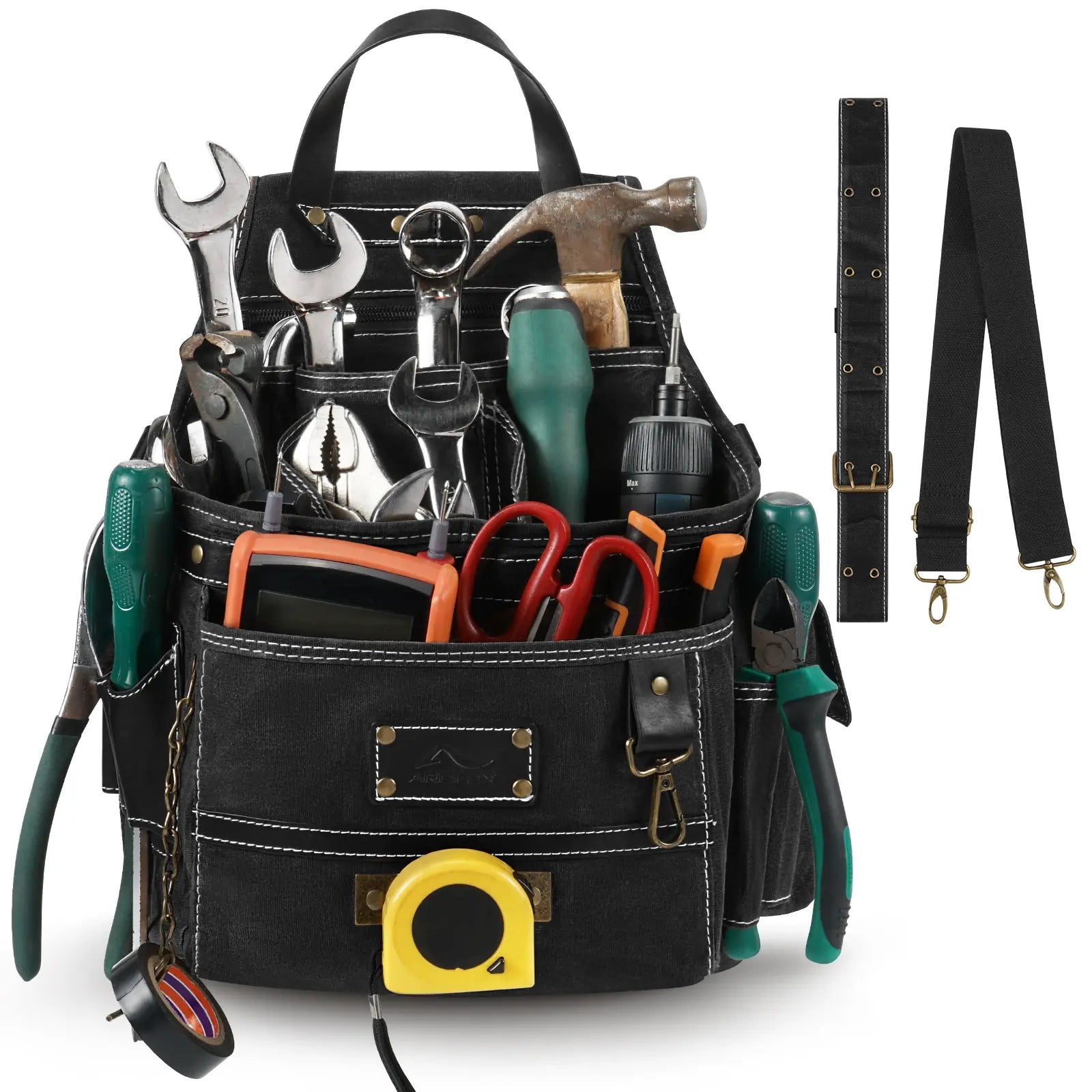 11-Pocket Tool Belt Pouch with Hammer Loop & Tape Clip For Electrician & Carpenter