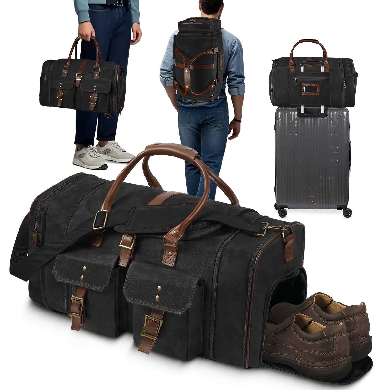 Large Zipper Duffle Bag Waterproof Travel Luggage Bag Crossbody For Women Men