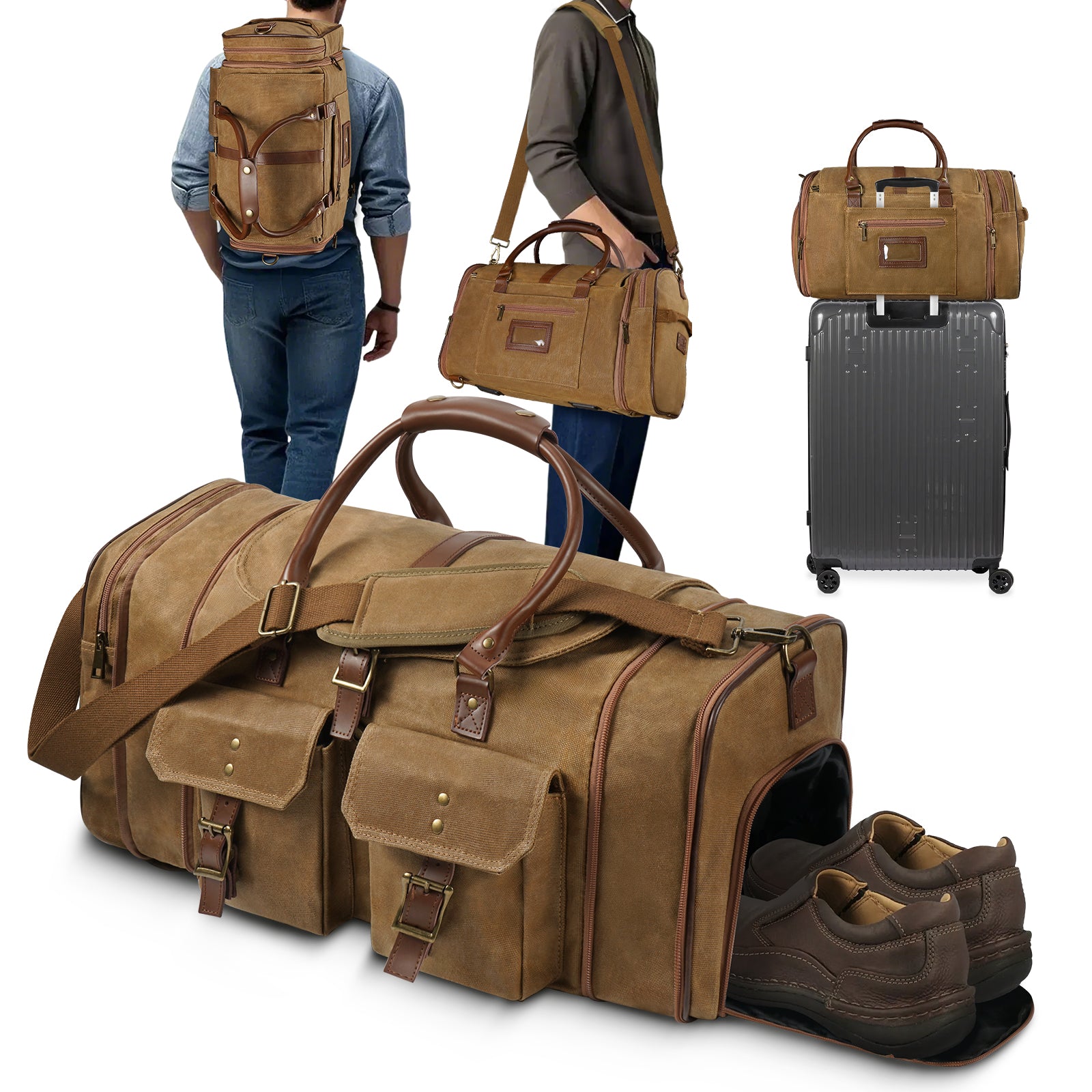 Large Zipper Duffle Bag Waterproof Travel Luggage Bag Crossbody For Women Men