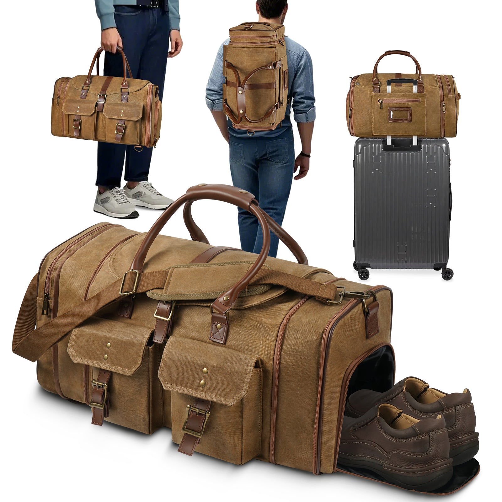 Large Zipper Duffle Bag Waterproof Travel Luggage Bag Crossbody For Women Men