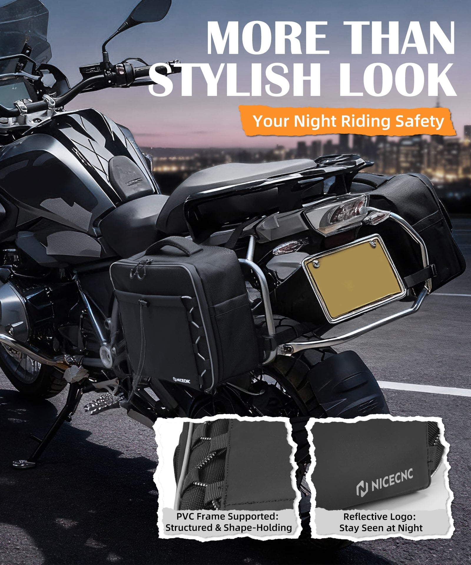 Motorcycle Rear Seat 30L Panniers Side Luggage Throw Over Saddle Bags