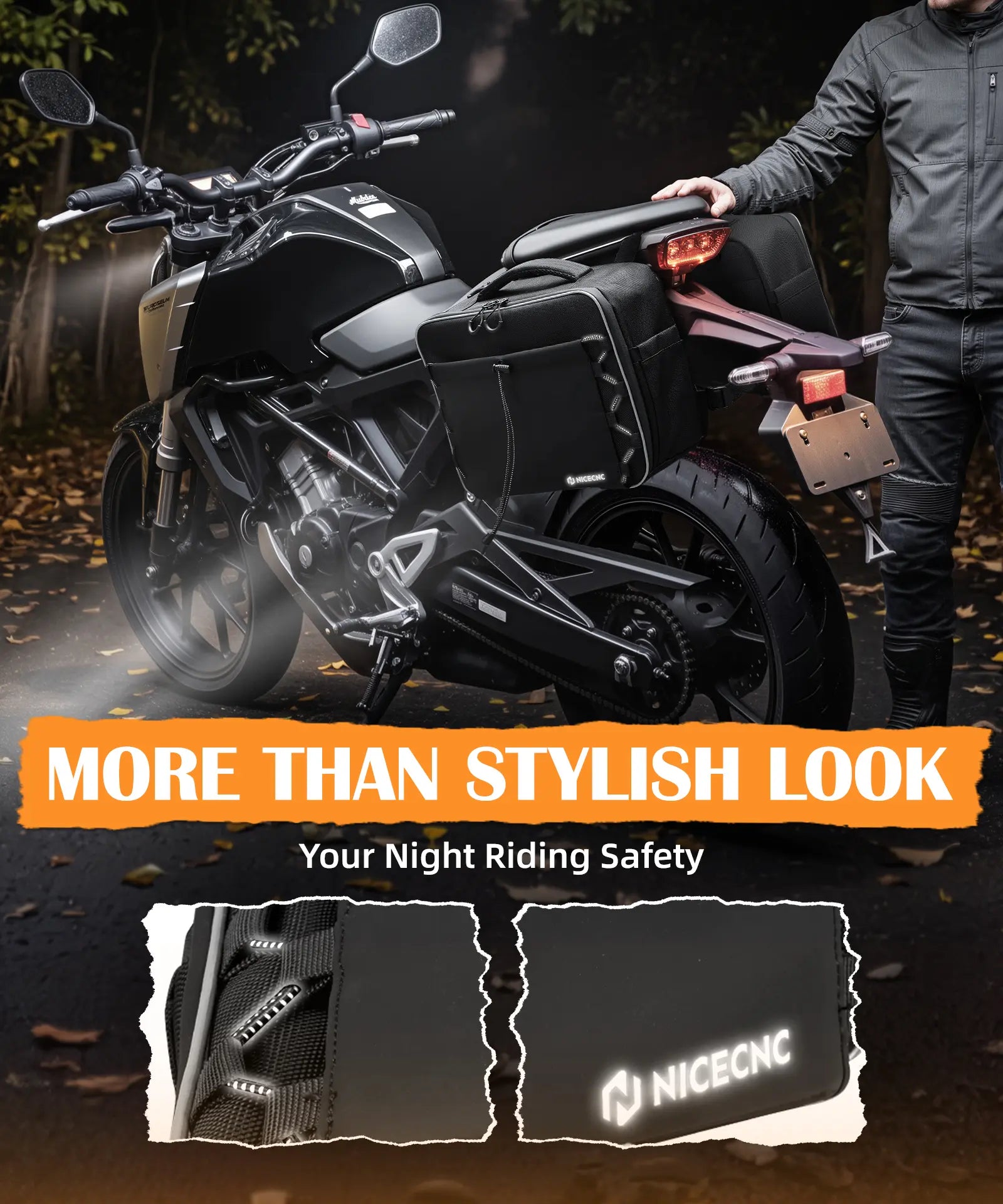 Motorcycle Rear Seat 30L Panniers Side Luggage Throw Over Saddle Bags