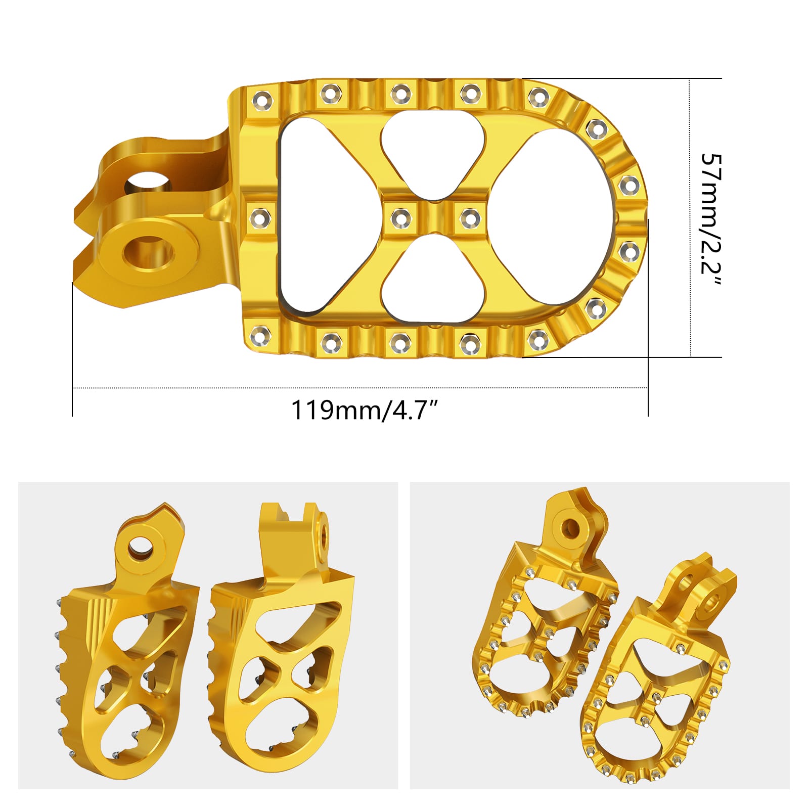 Wide Billet Footpegs For Suzuki RMZ250 2010-2018 RMZ450 2008-2018 RMX450Z 2010-2017