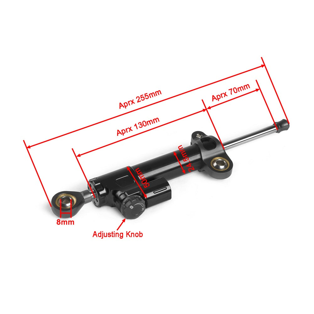 Universal 255mm Adjustable Steering Damper Stabilizer For Street & Sport Motorcycles