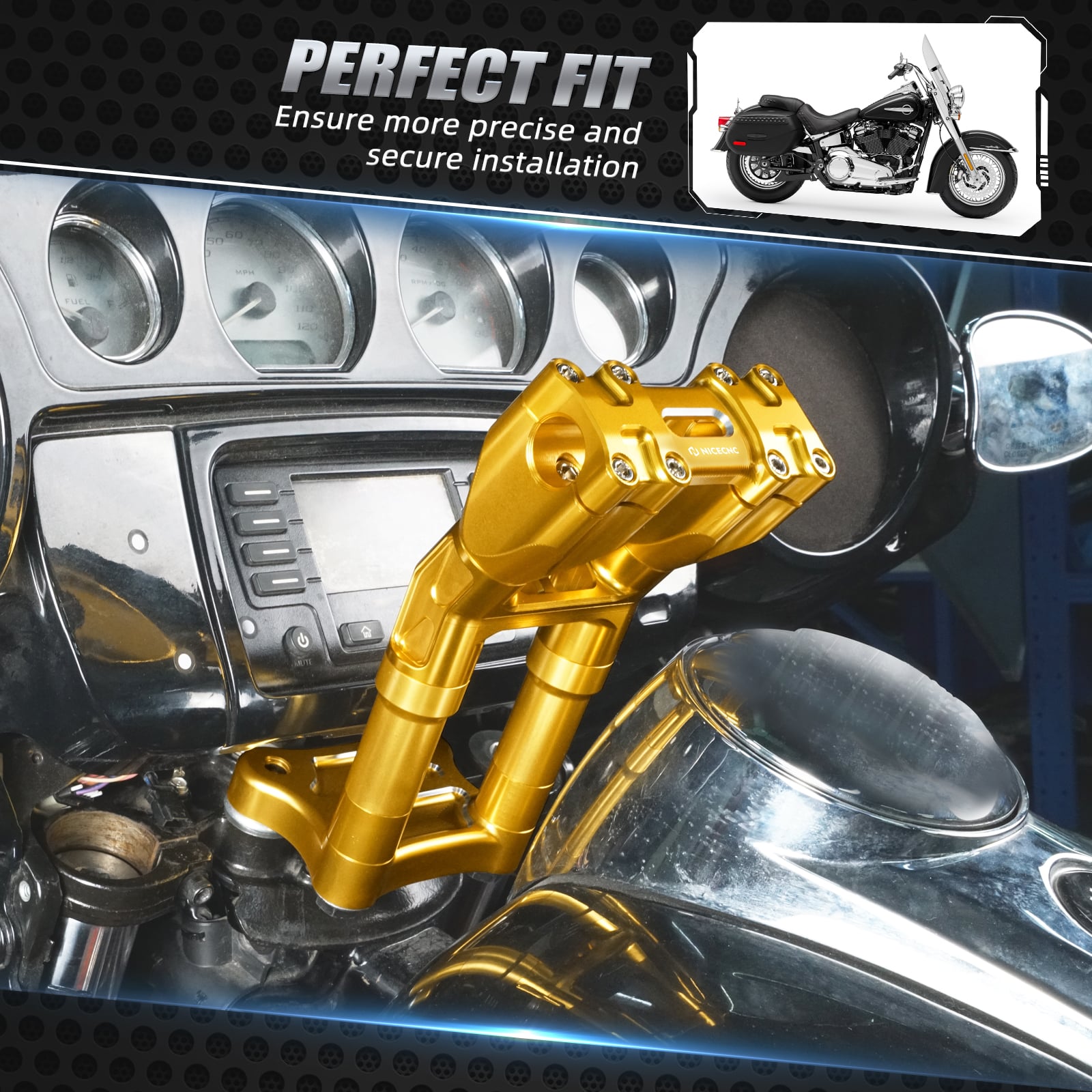 Modular Kickback Handlebar Risers For Harley 1-1/8" Handlebars Electra Tri Street Glide