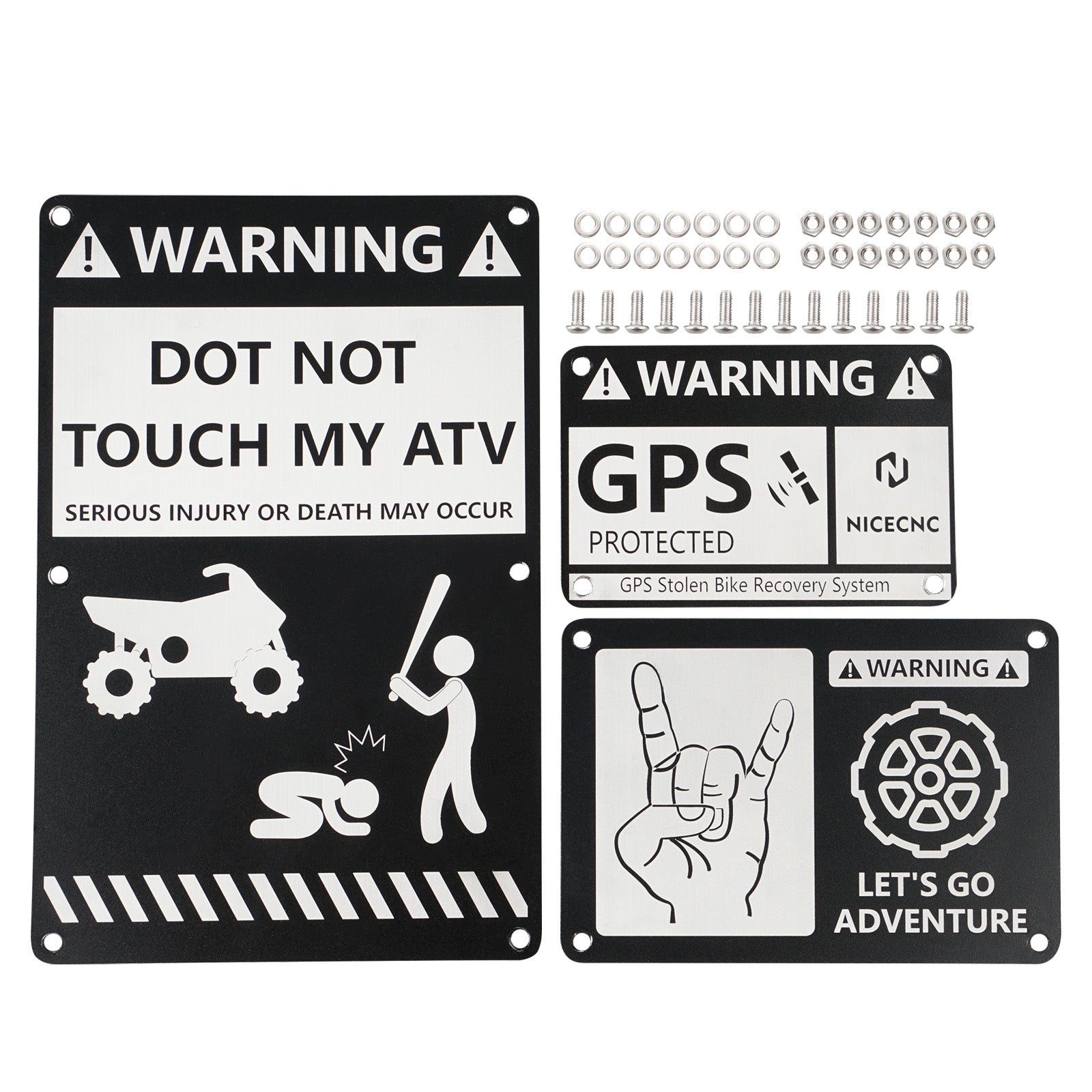 3PCS ATV Fender Warning Tags Plates Badges Lable Cover Stickers For Yamaha Blaster 200