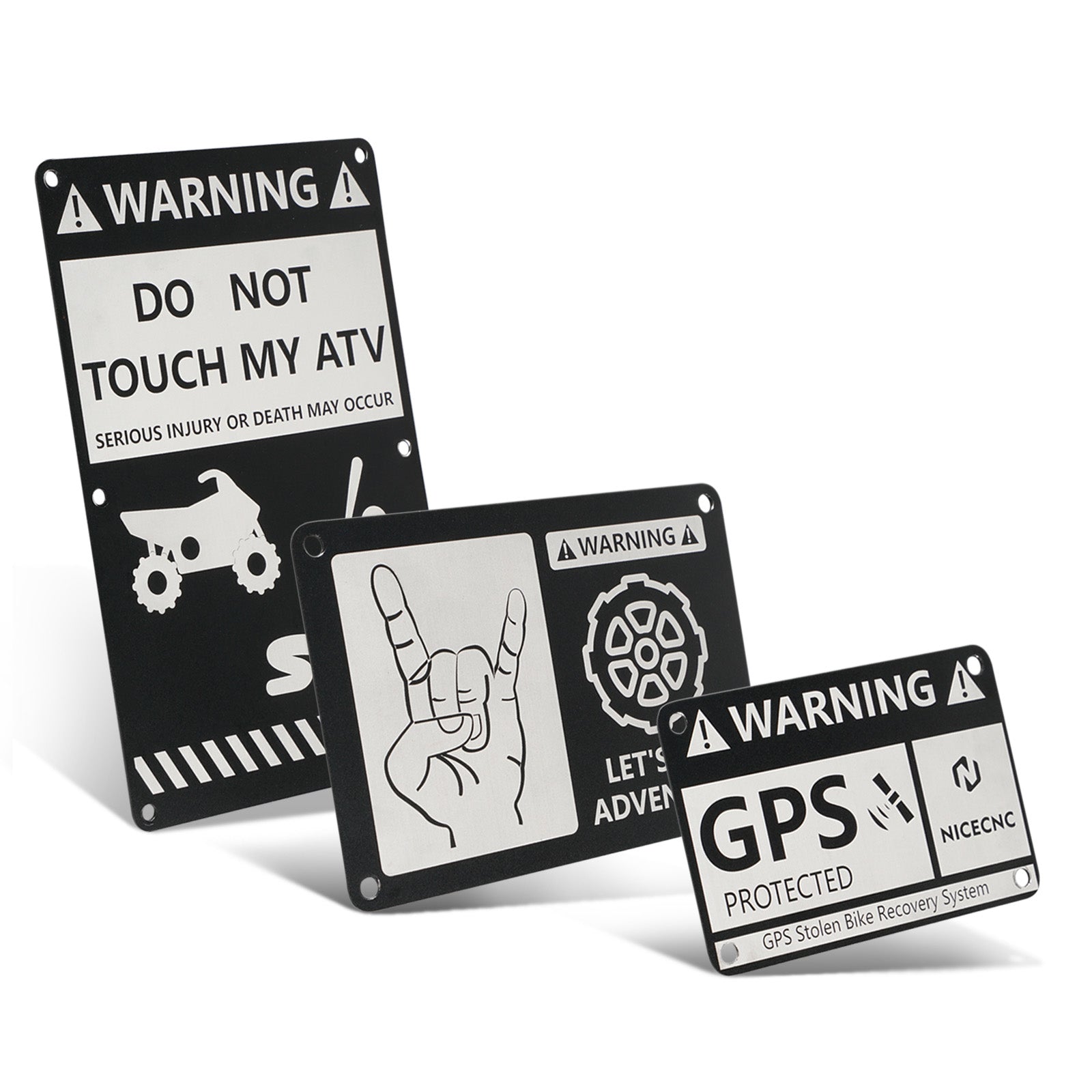 3PCS ATV Fender Warning Tags Plates Badges Lable Cover Stickers For Yamaha Blaster 200