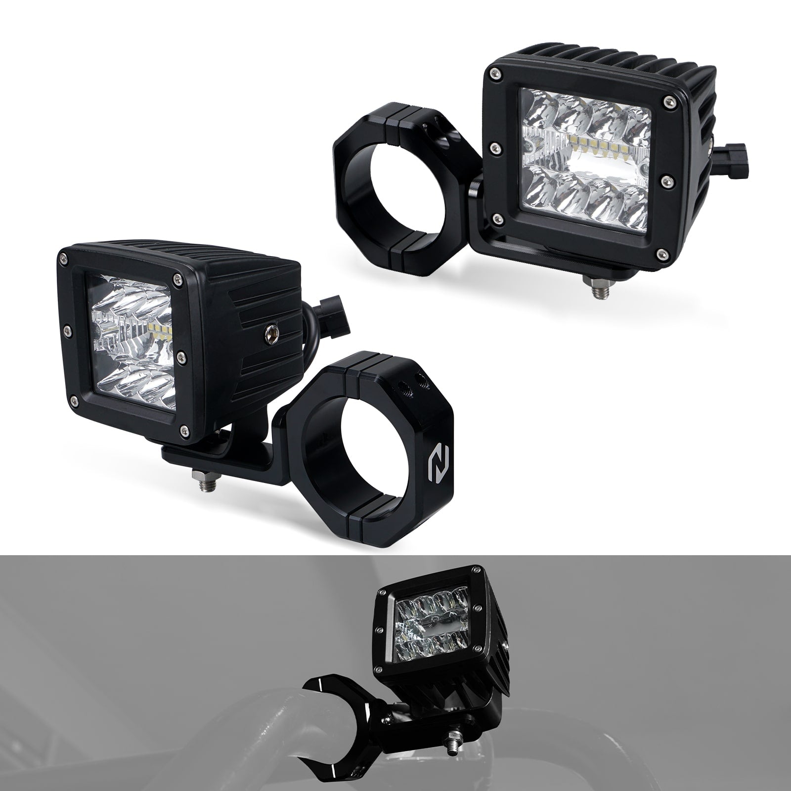 UTV Backup Rear Pillar LED Work Lights w/Brackets For Can-Am Maverick X3 2017-2023