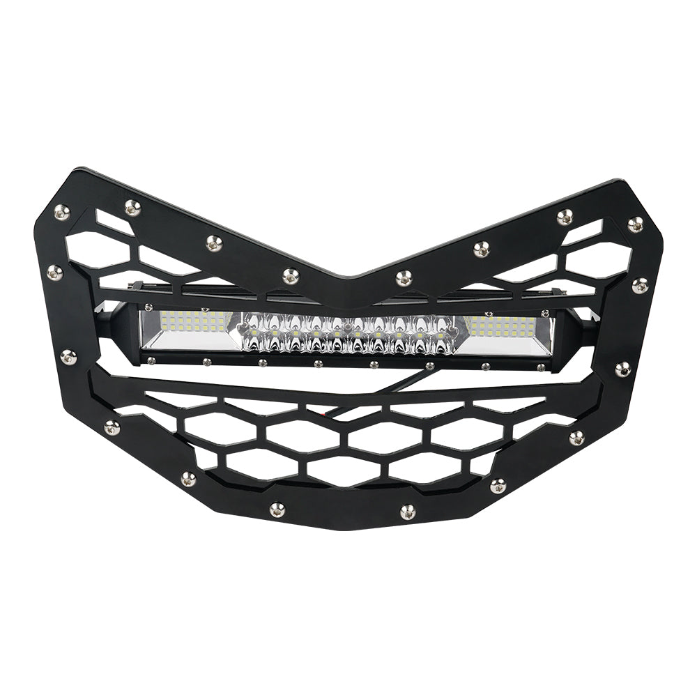 UTV Front Bumper Mesh Radiator Grill with 32W LED Light Bar For Can-Am X3 2018-2022