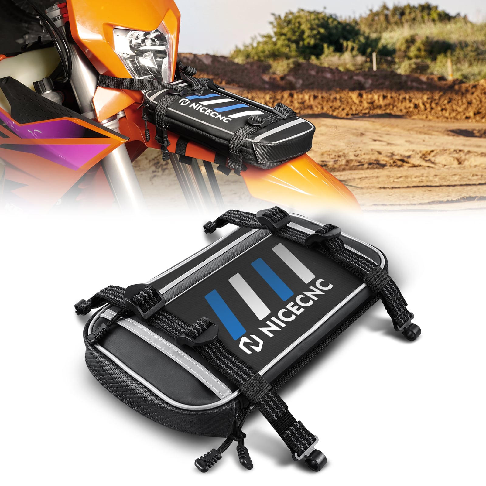 Universal Motorcycle Front Fender Bag with Tool Roll For Dirt Bike