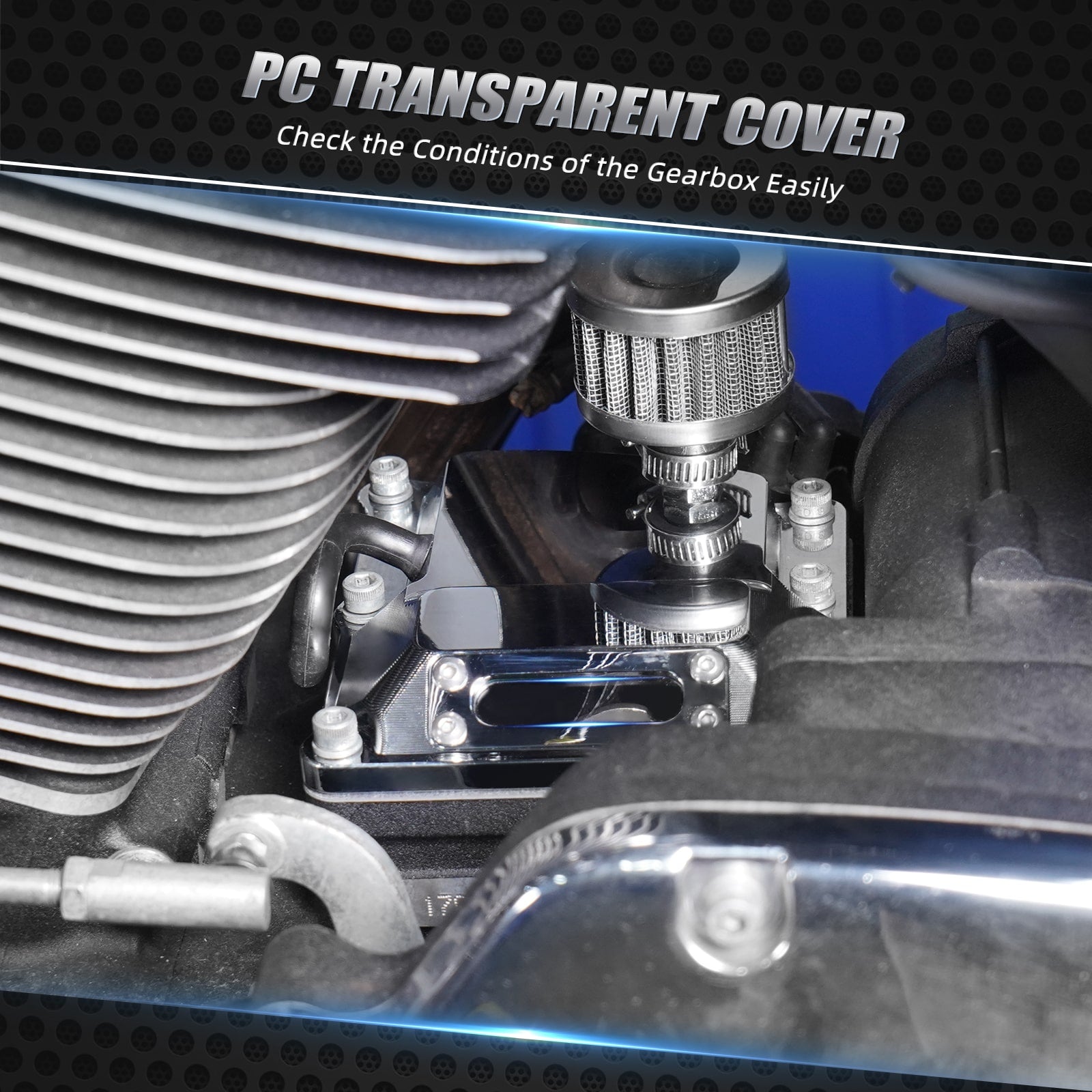 Chromed Transparent Vented Transmission Top Cover For Harley M8 Engine 2017-2024