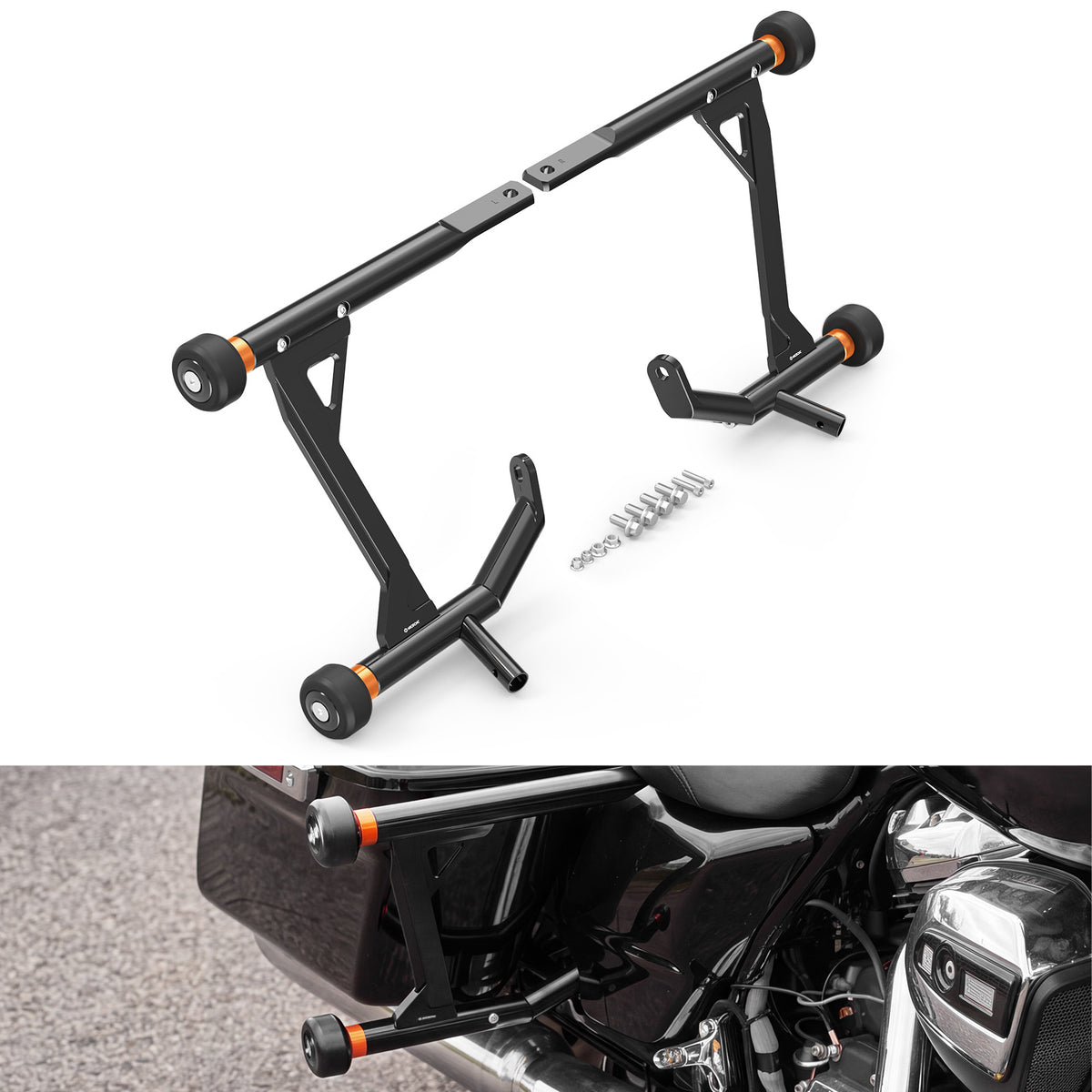 Rear Crash Bar Saddlebag Guard For Harley Road King Electra Street Glide