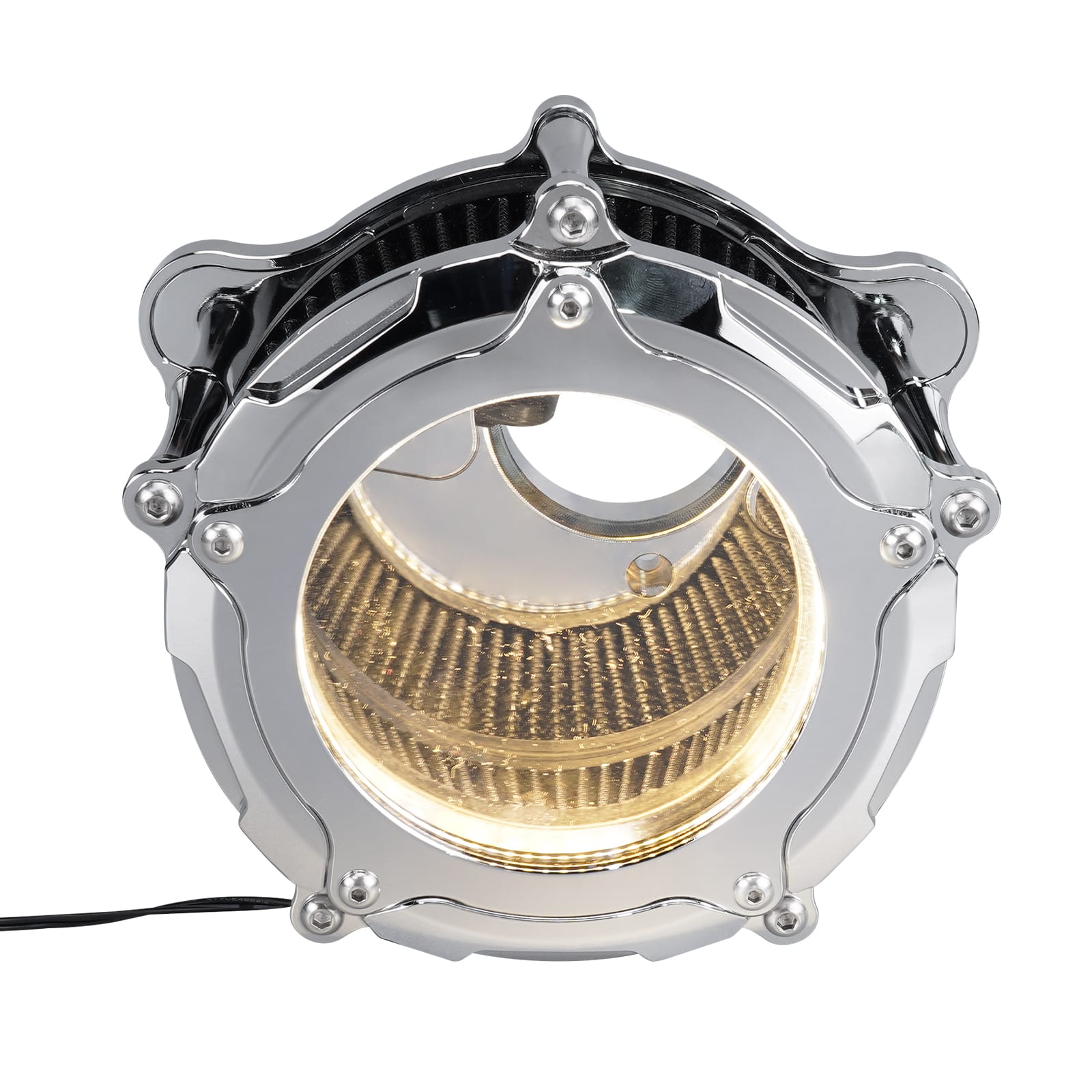 Chrome-Plating M8 LED Air Filter Intake Cleaner For Harley Road King Street Glide
