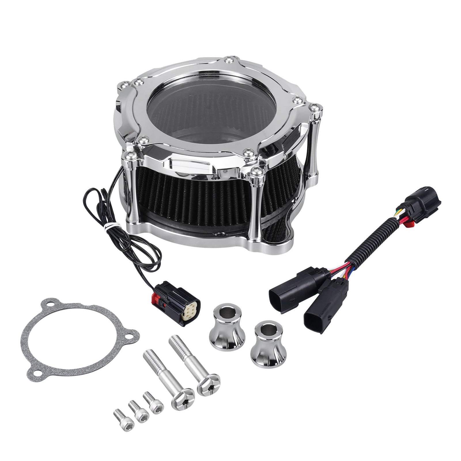 Chrome-Plating M8 LED Air Filter Intake Cleaner For Harley Road King Street Glide