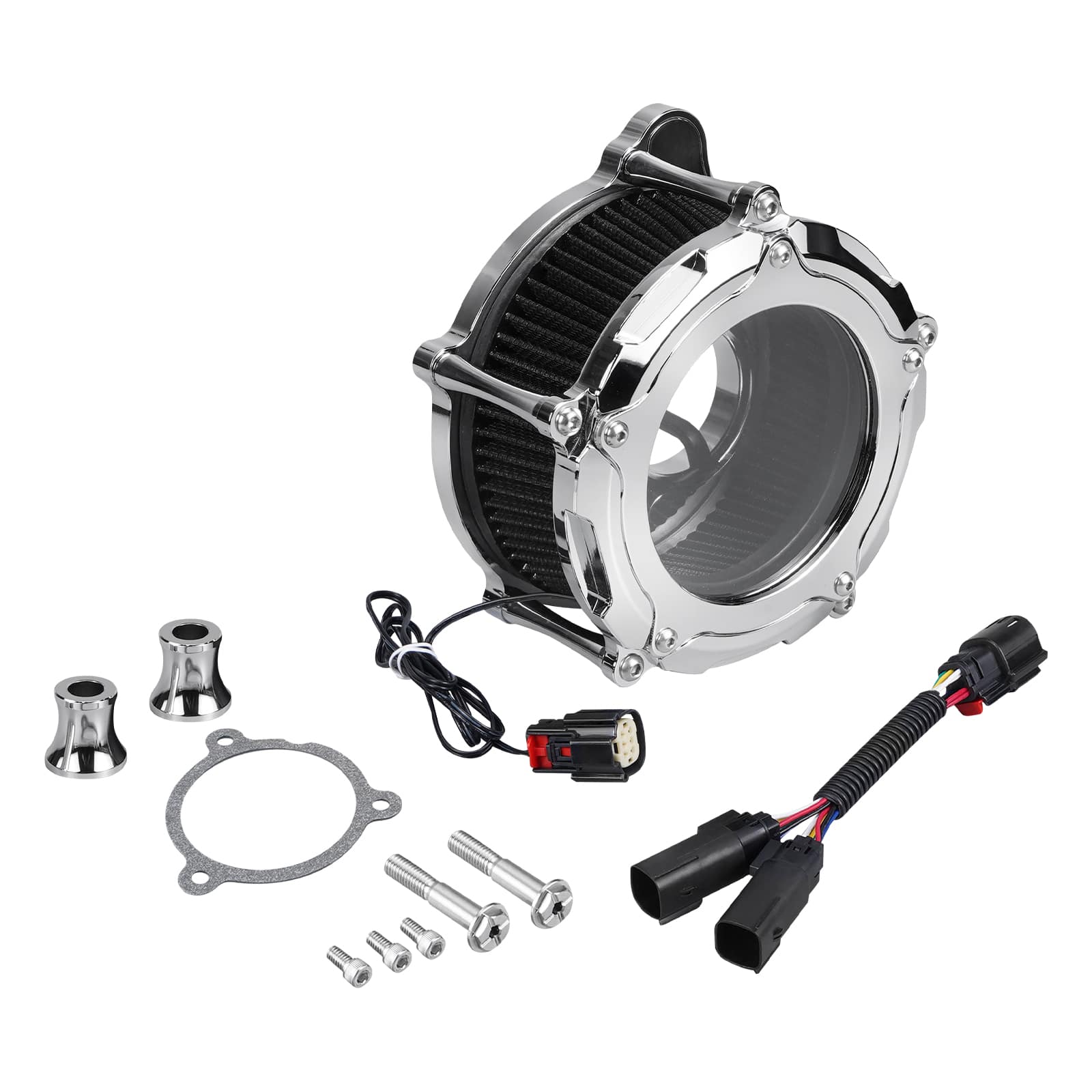 Chrome-Plating M8 LED Air Filter Intake Cleaner For Harley Road King Street Glide