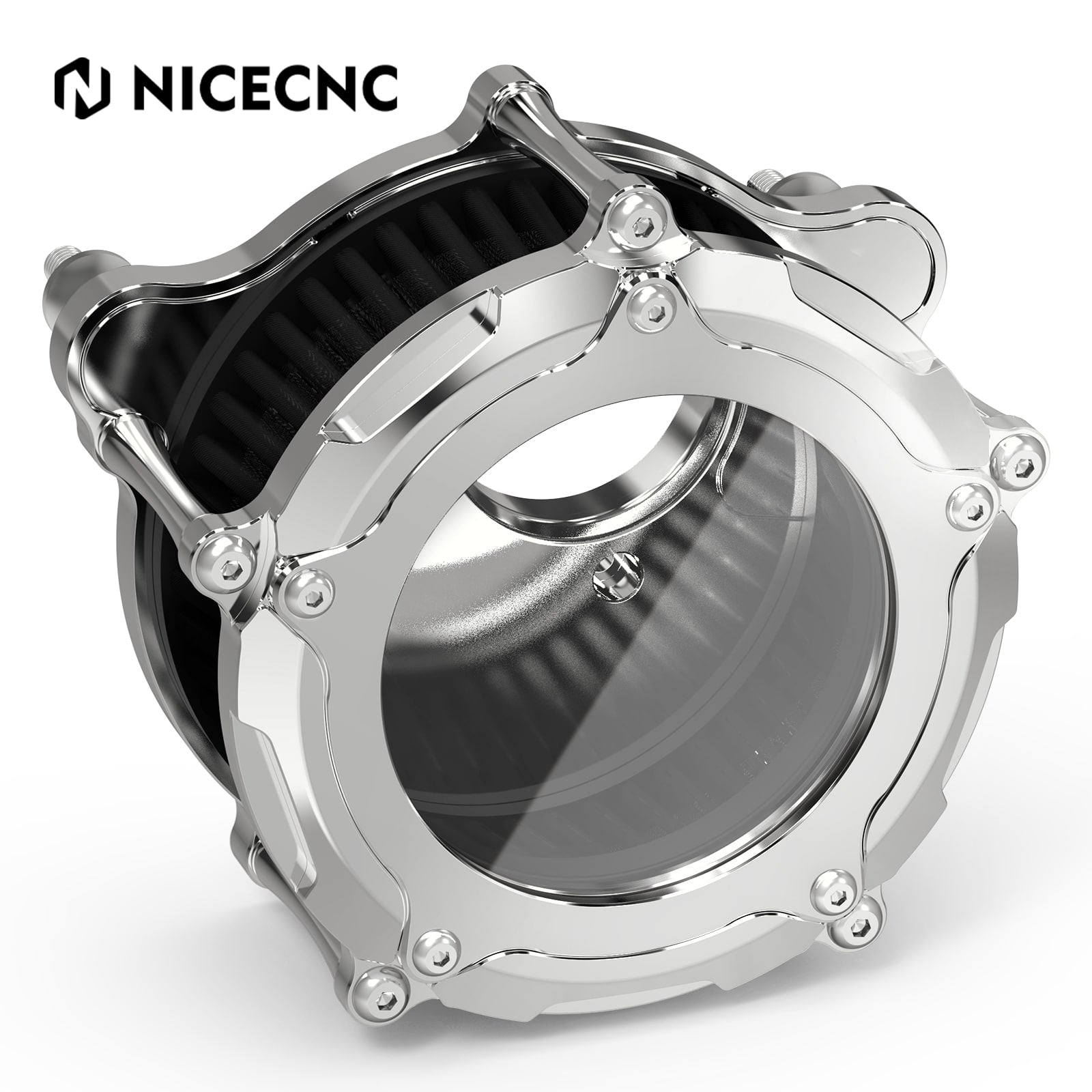 Chrome-Plating M8 LED Air Filter Intake Cleaner For Harley Road King Street Glide
