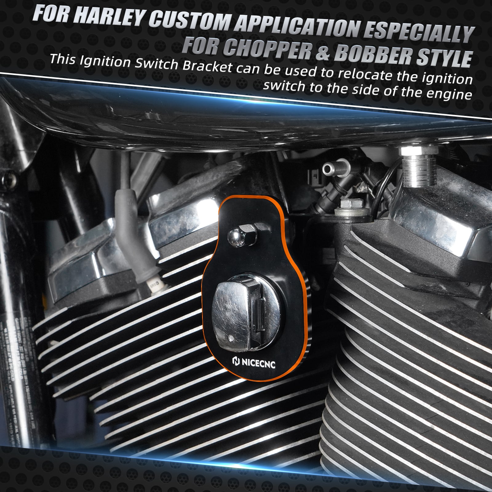 Ignition Key Switch Relocation Mount Bracket For Harley Road King Street Glide Ultra Limited