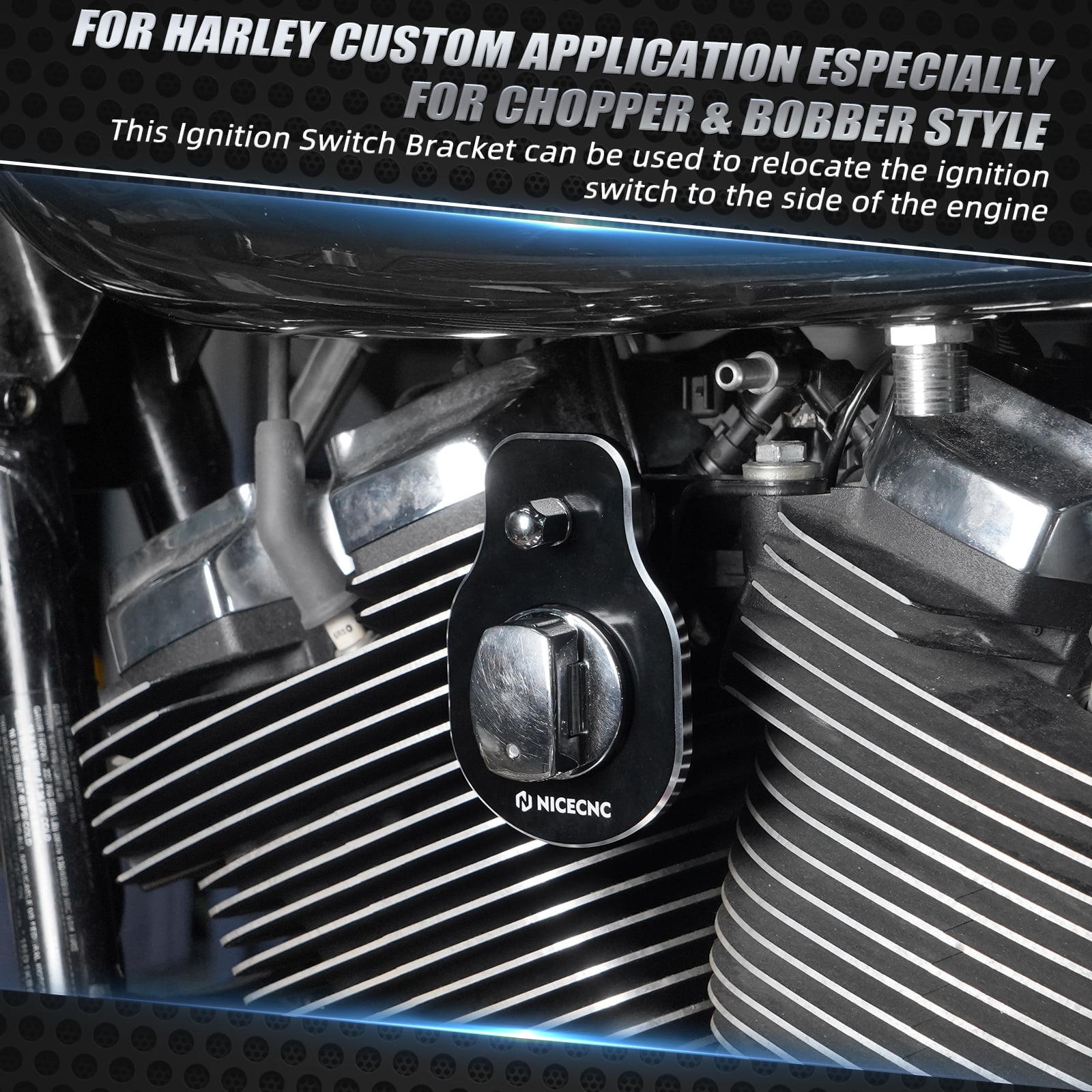 Ignition Key Switch Relocation Mount Bracket For Harley Road King Street Glide Ultra Limited