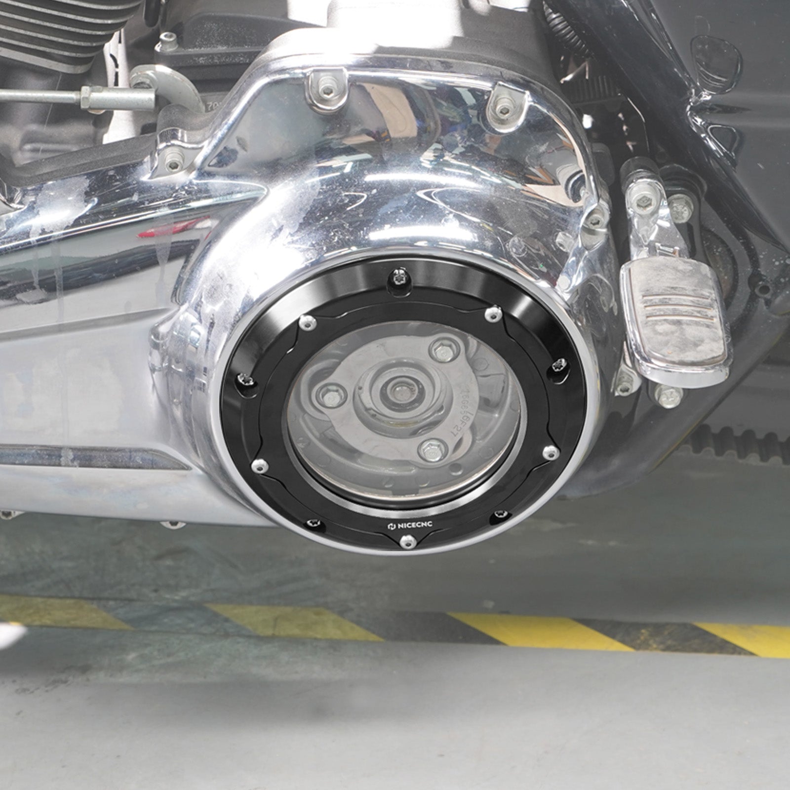 Transparent M8 Primary Derby Clutch Cover For Harley Road King Street Glide Ultra Limited
