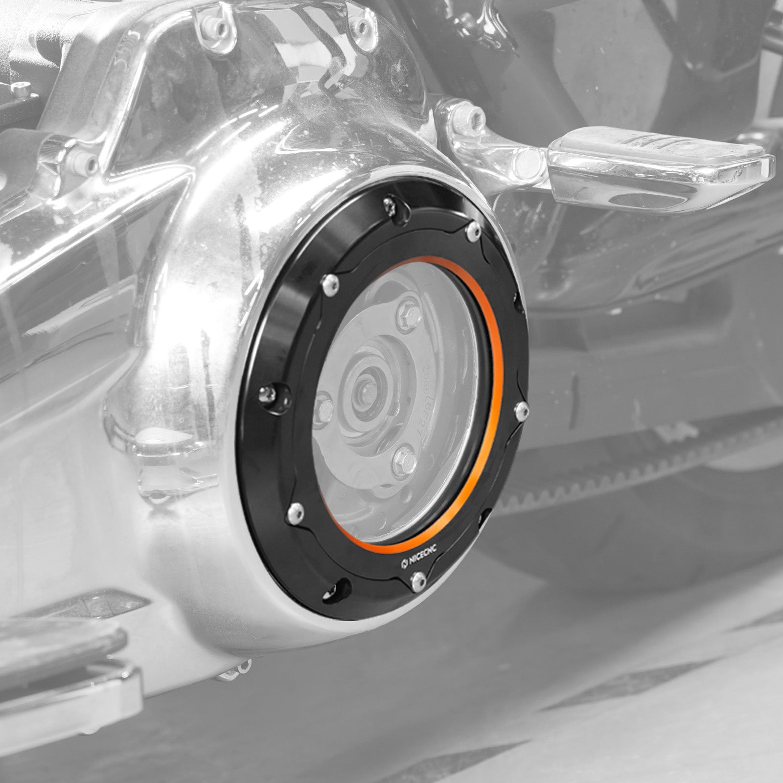 Transparent M8 Primary Derby Clutch Cover For Harley Road King Street Glide Ultra Limited