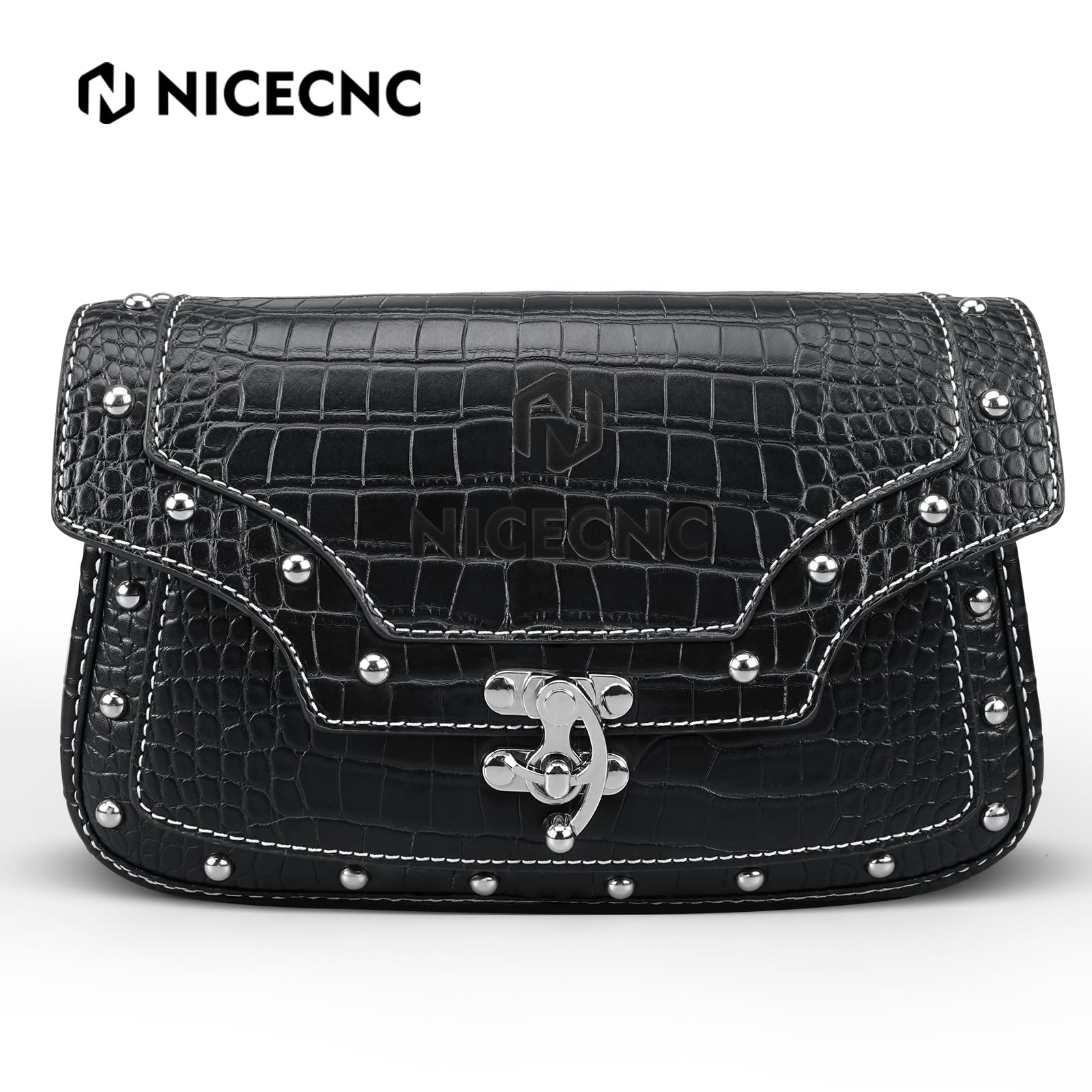 Motorcycle Windshield Bag Vintage Crocodile Texture PU Leather For Harley Davidson Road King 1995-2024 Softail